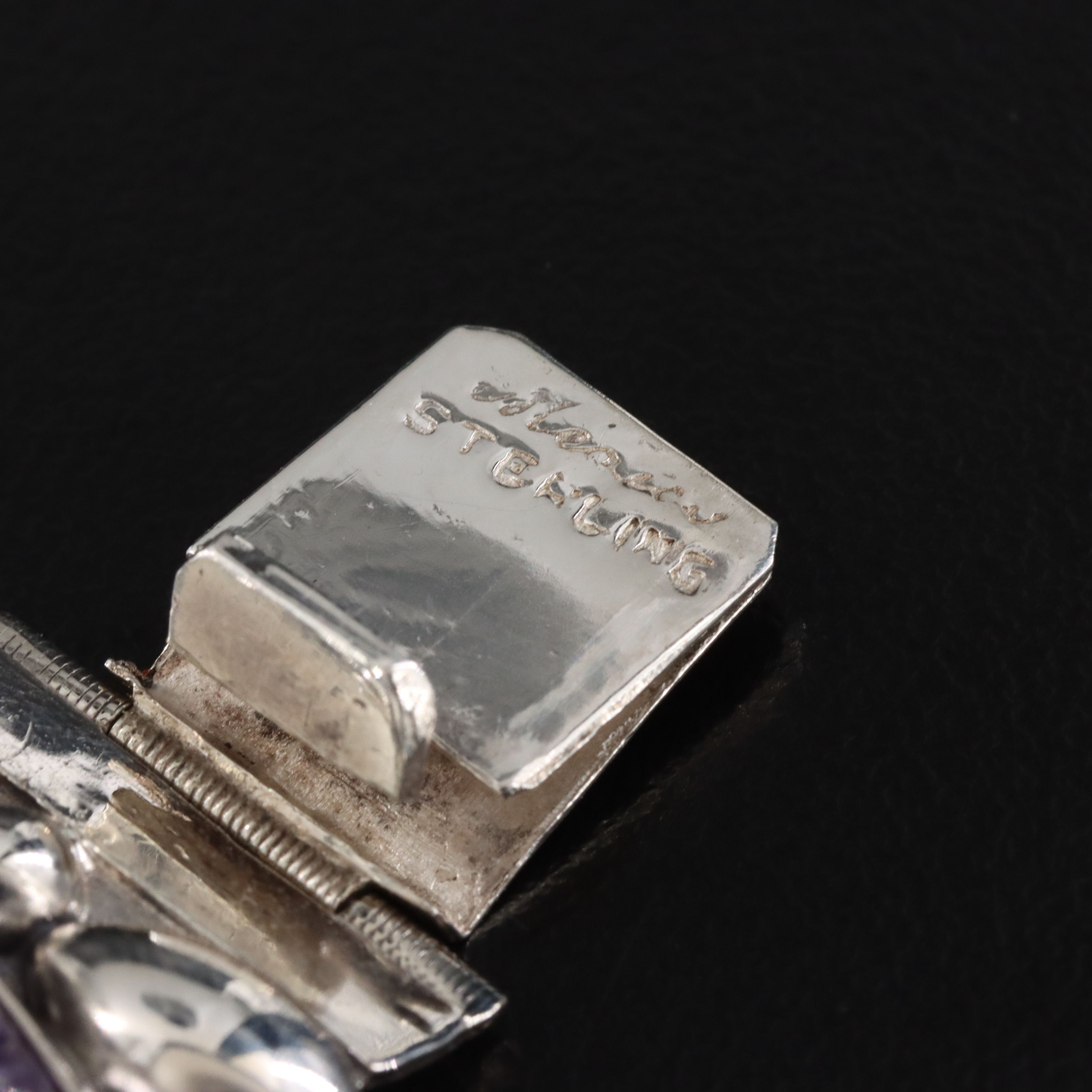 Sterling Amethyst Panel Bracelet