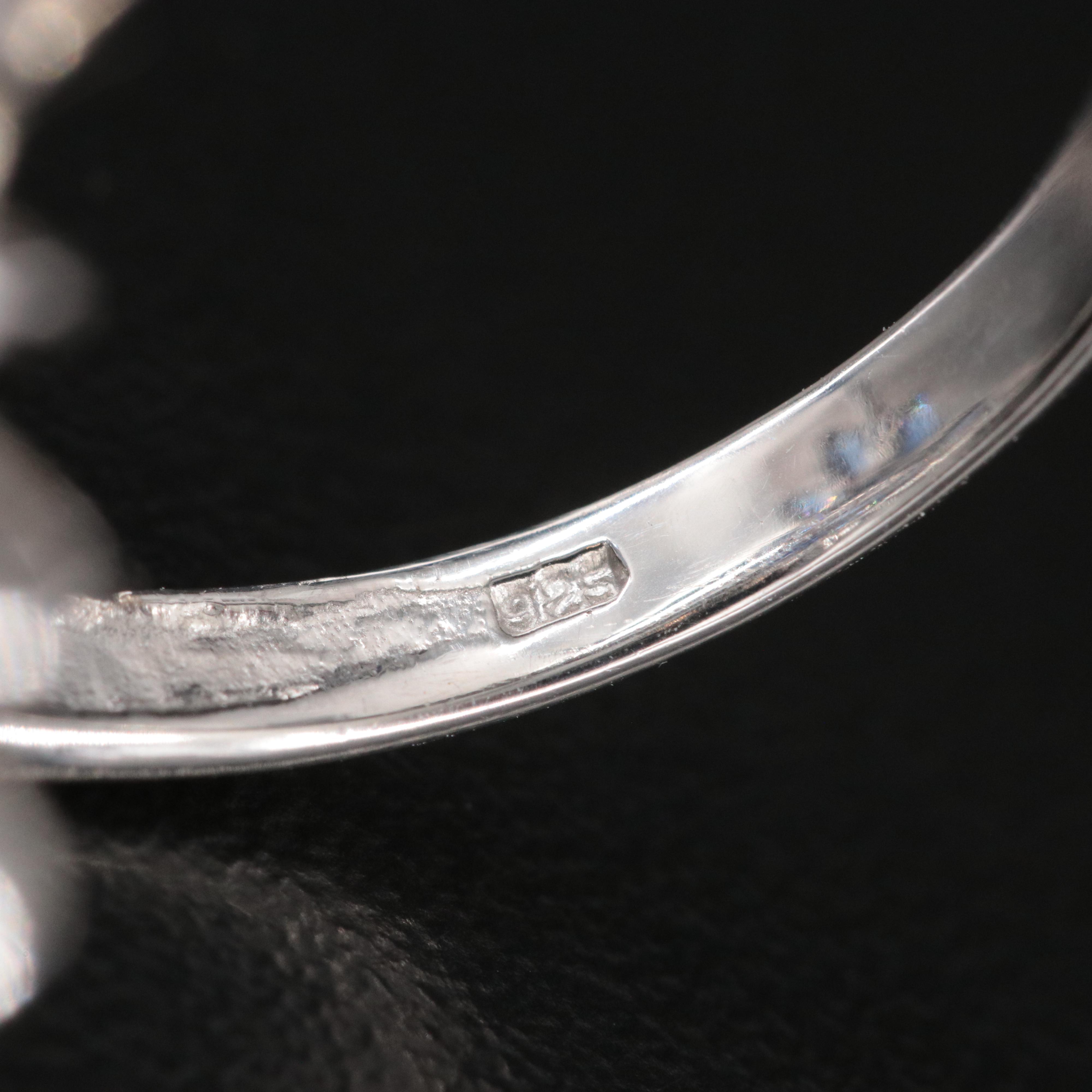 Sterling Kyanite and Emerald Cluster Ring