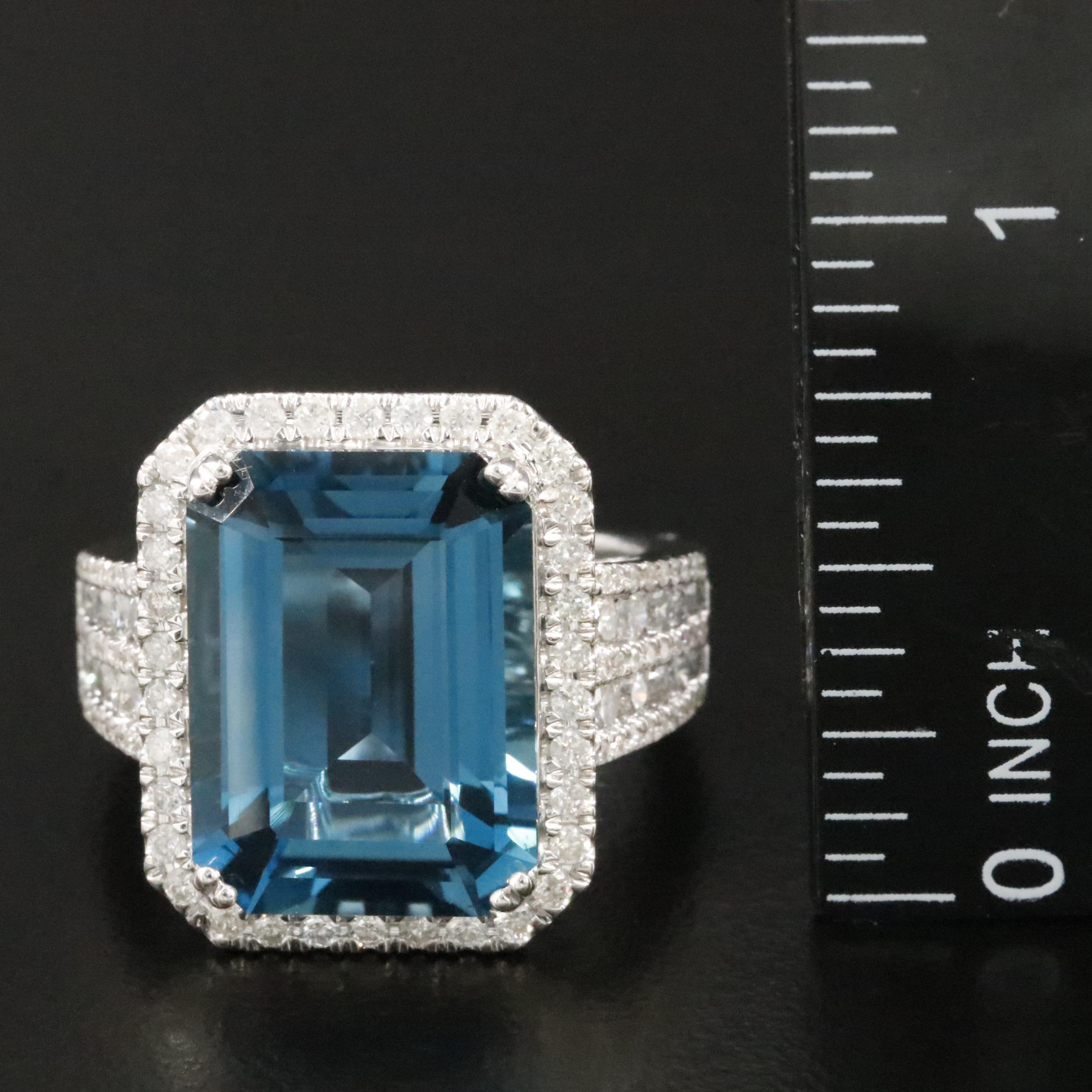 14K 12.66 CT London Blue Topaz and 1.22 CTW Diamond Ring