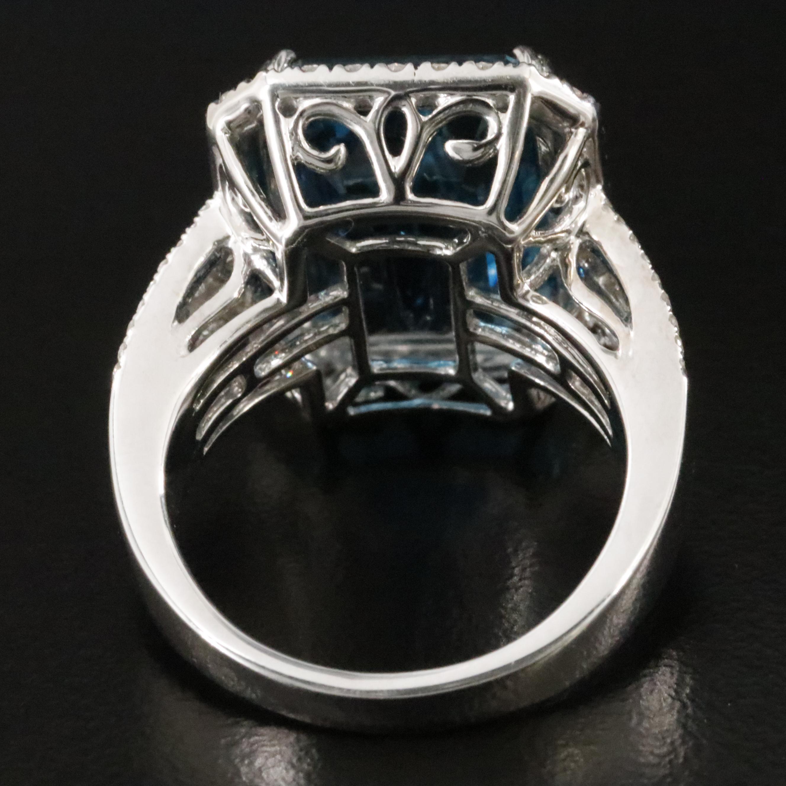 14K 12.66 CT London Blue Topaz and 1.22 CTW Diamond Ring