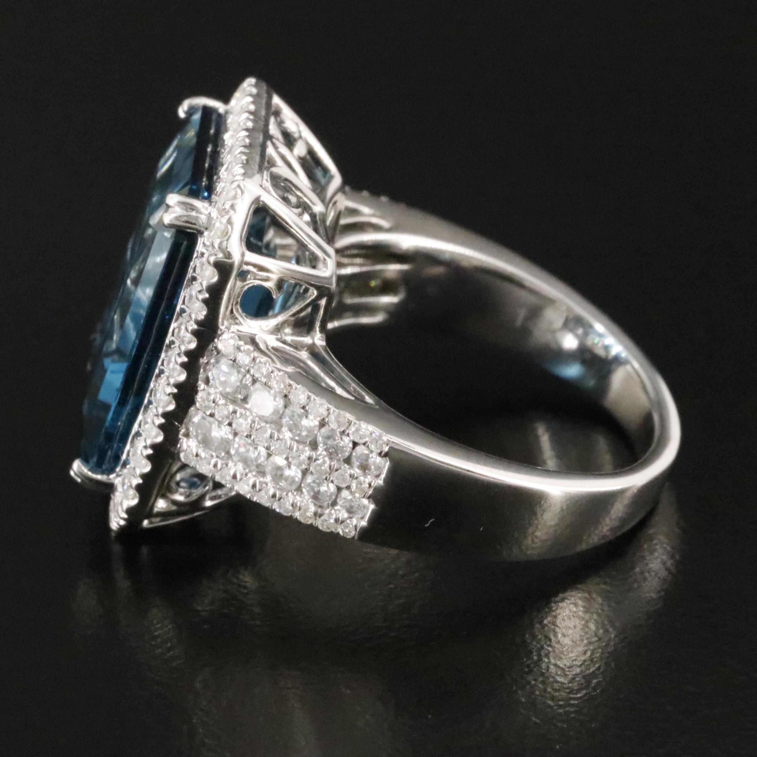 14K 12.66 CT London Blue Topaz and 1.22 CTW Diamond Ring