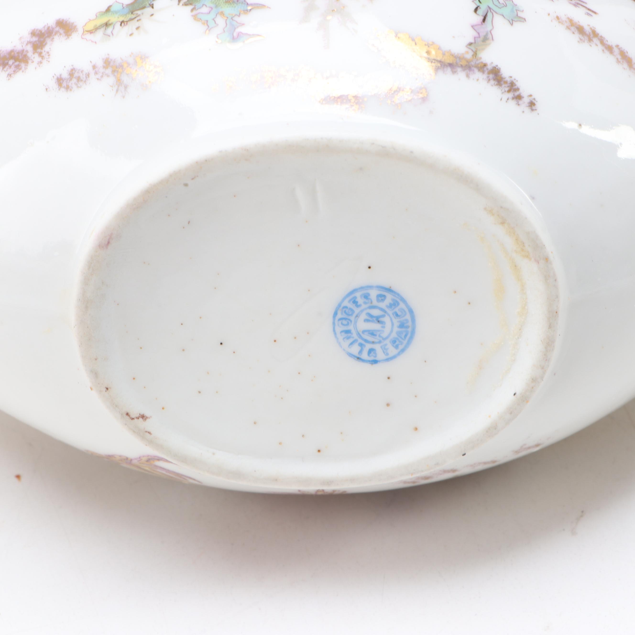 Limoges Hand-Painted Porcelain Fish Service, Late 19th/ Early 20th Century