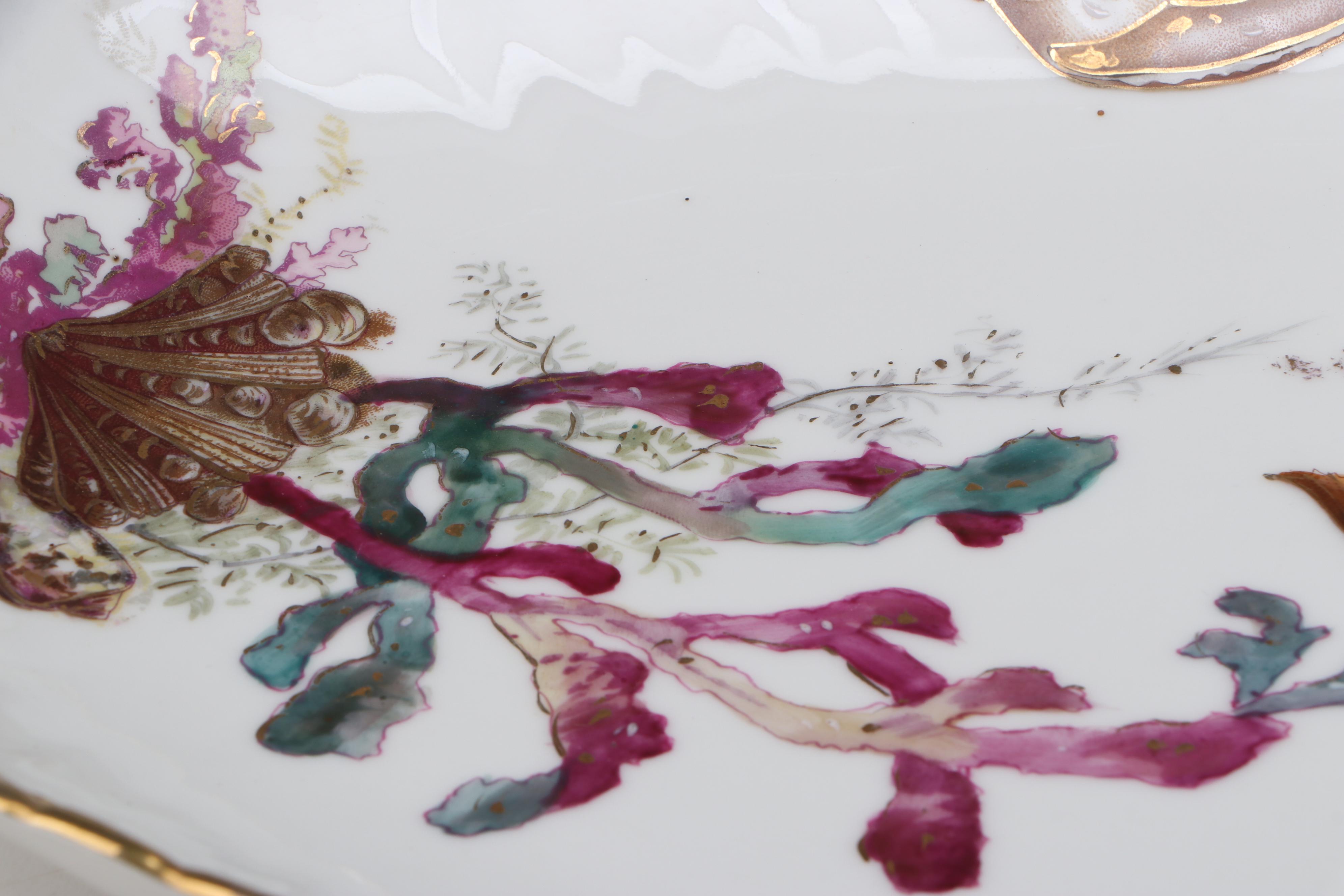 Limoges Hand-Painted Porcelain Fish Service, Late 19th/ Early 20th Century