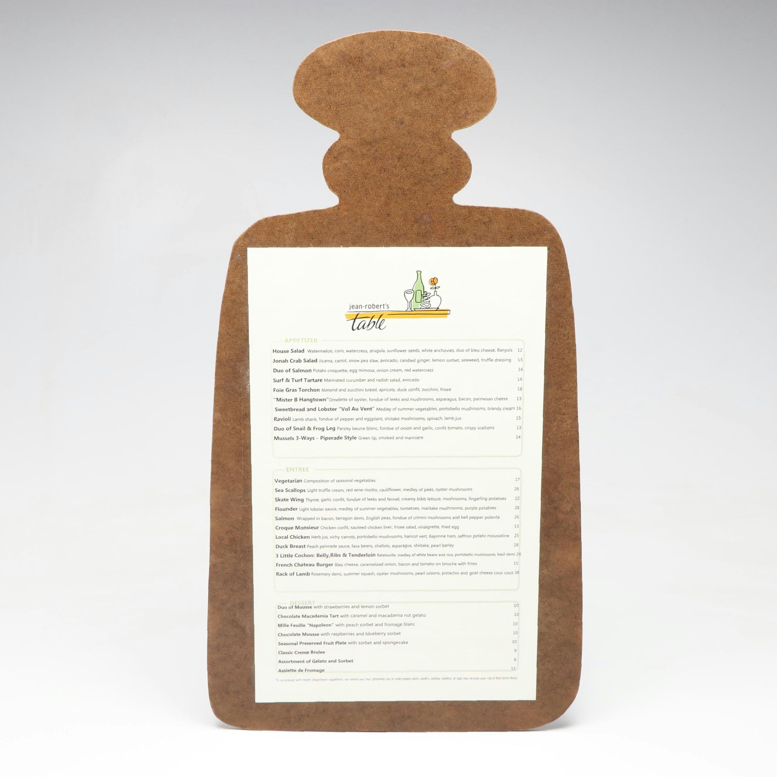 Cincinnati Jean Robert's Table Food and Wine Menu Boards