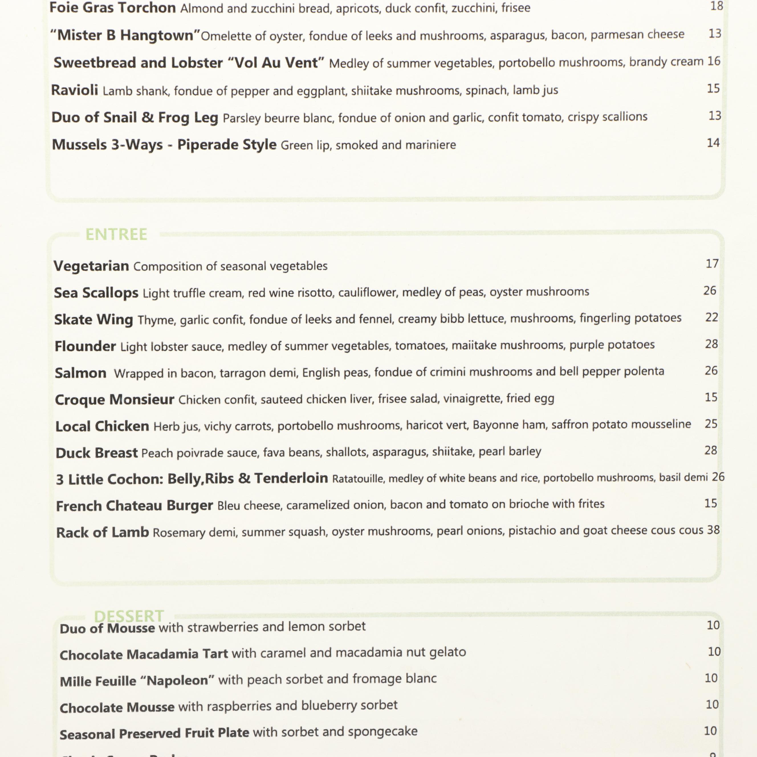 Cincinnati Jean Robert's Table Food and Wine Menu Boards