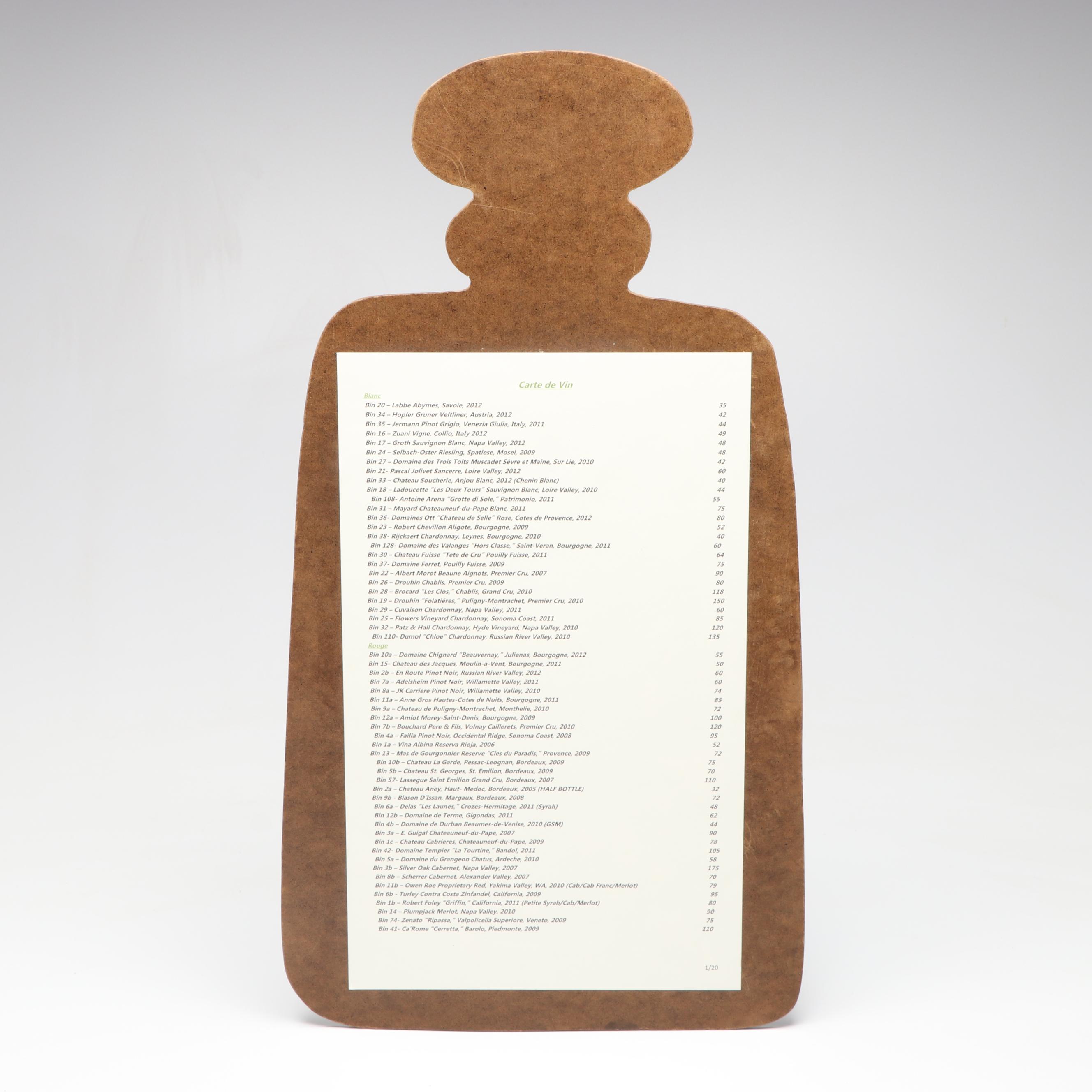 Cincinnati Jean Robert's Table Food and Wine Menu Boards