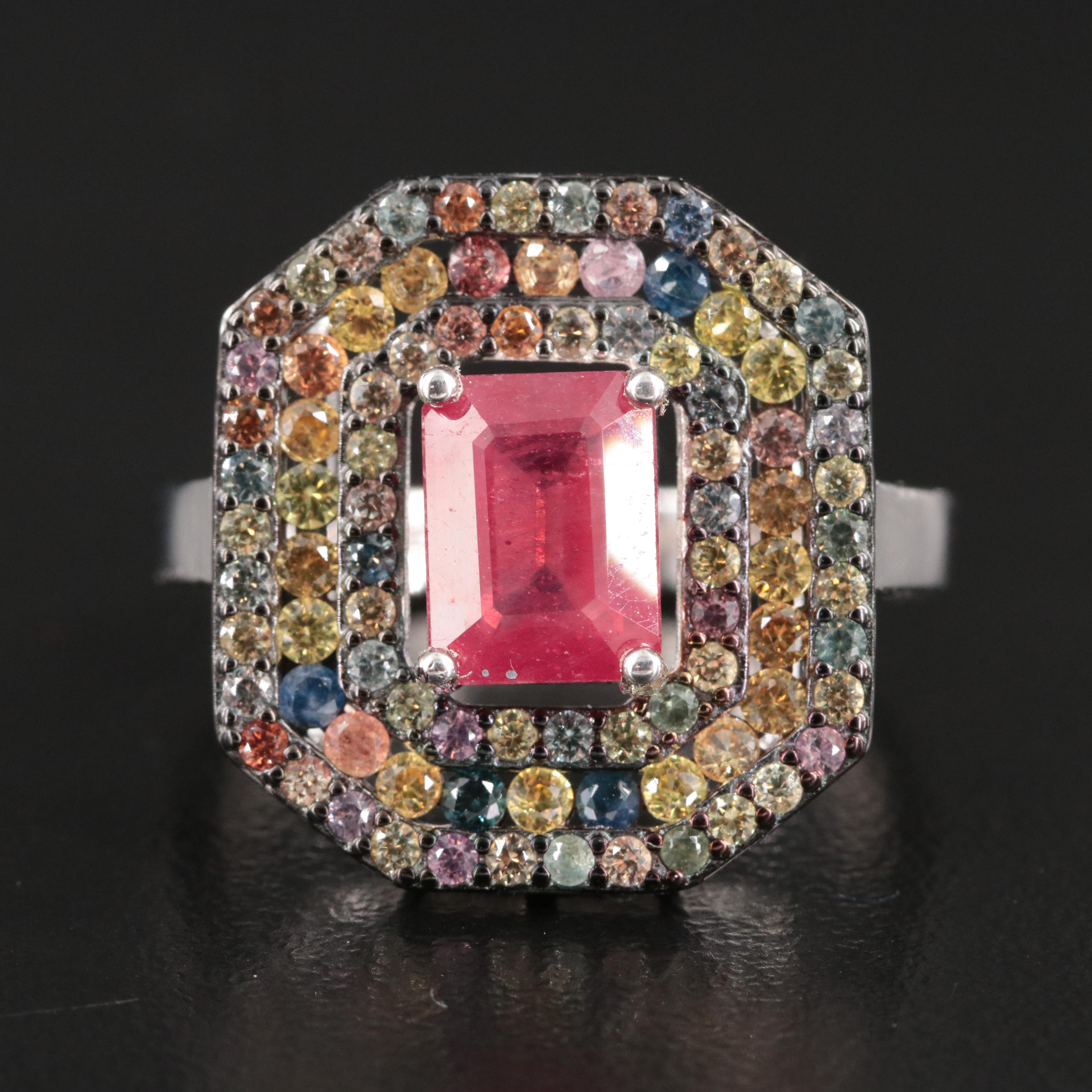 Sterling Filled Corundum and Sapphire Ring