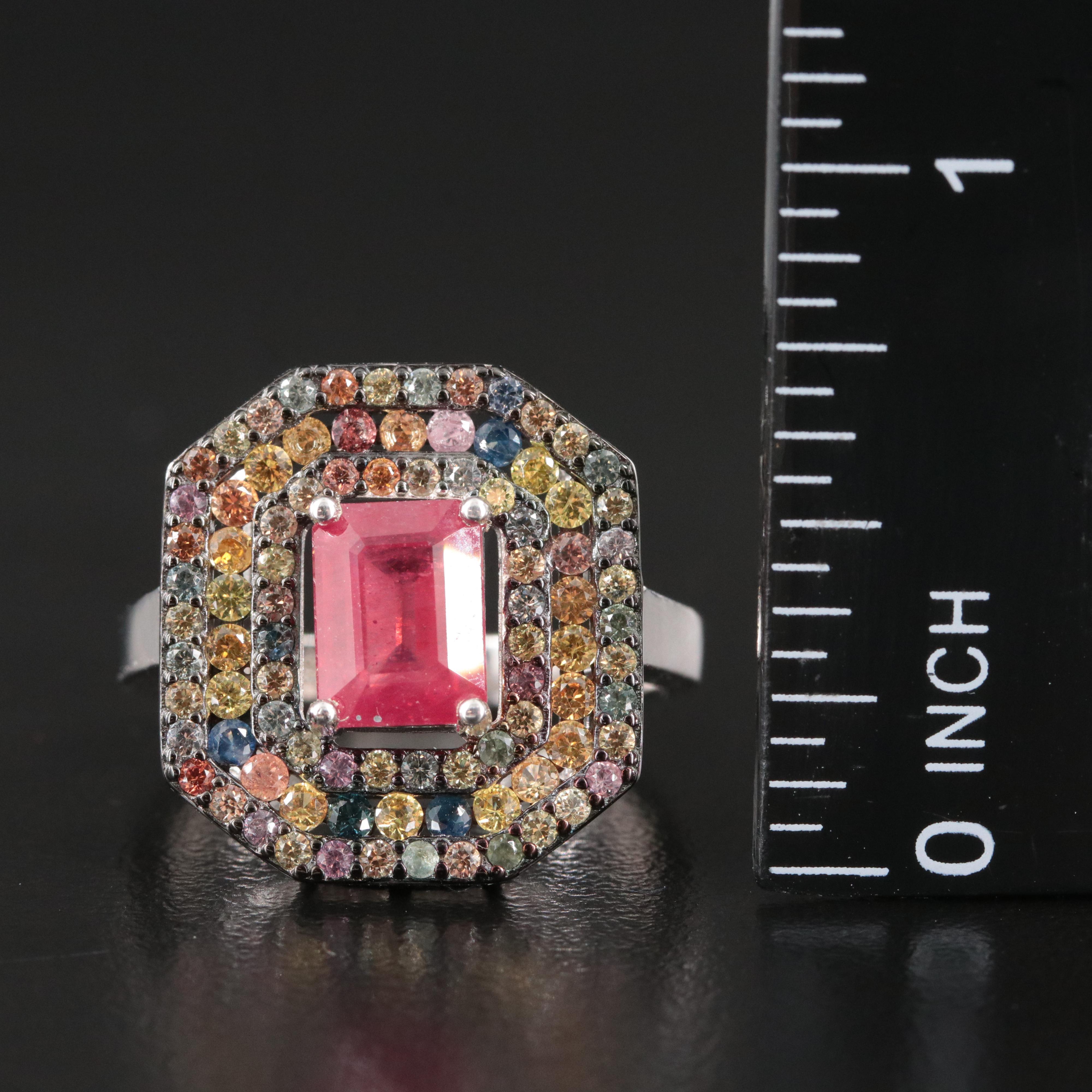 Sterling Filled Corundum and Sapphire Ring