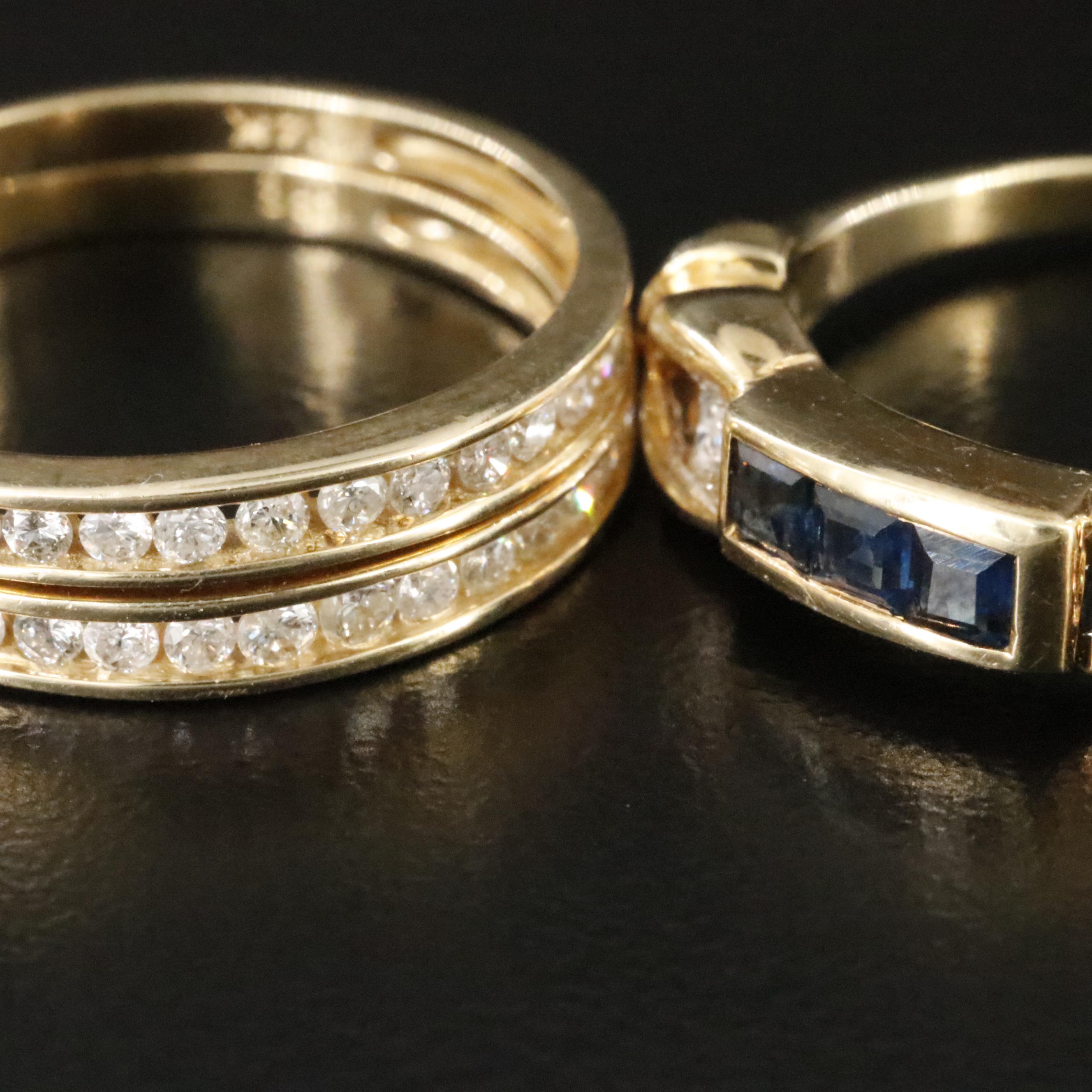 14K Sapphire and Diamond Stacking Rings