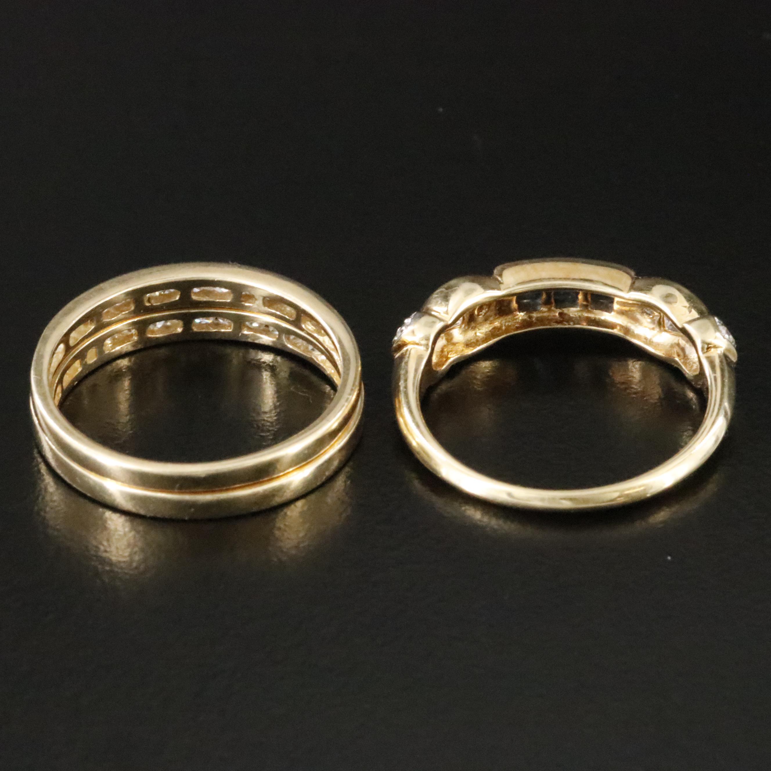 14K Sapphire and Diamond Stacking Rings