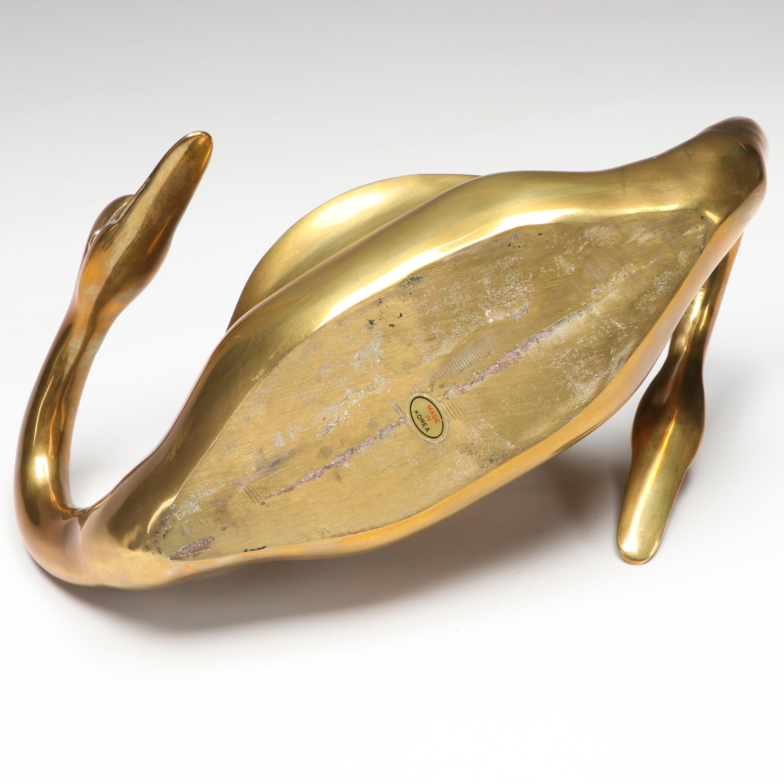 Brass Double Headed Swan Planter, Desktop Sundial, and More Metal Décor