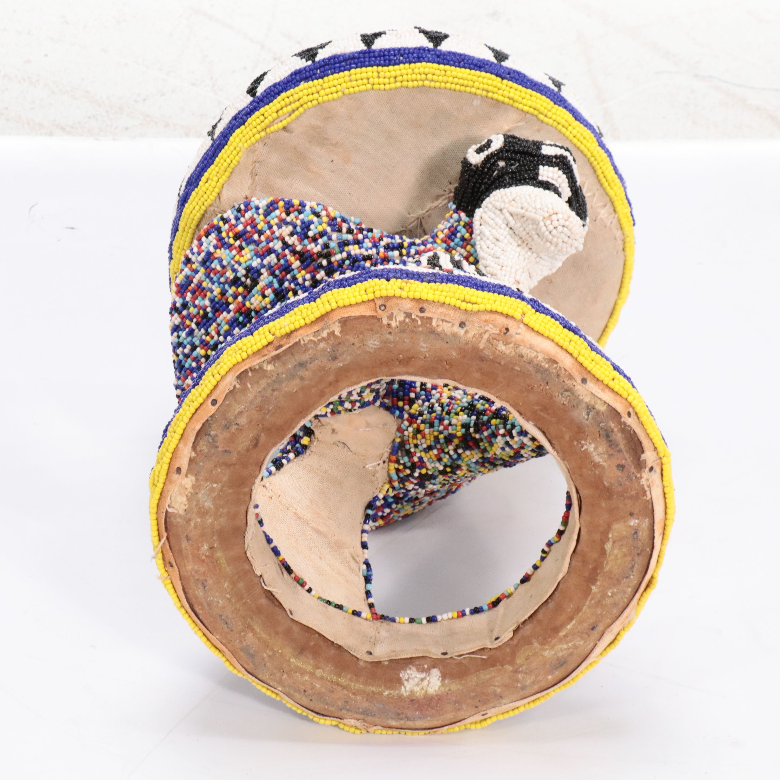 Pair of Bamileke Traditional Style Beaded Stools