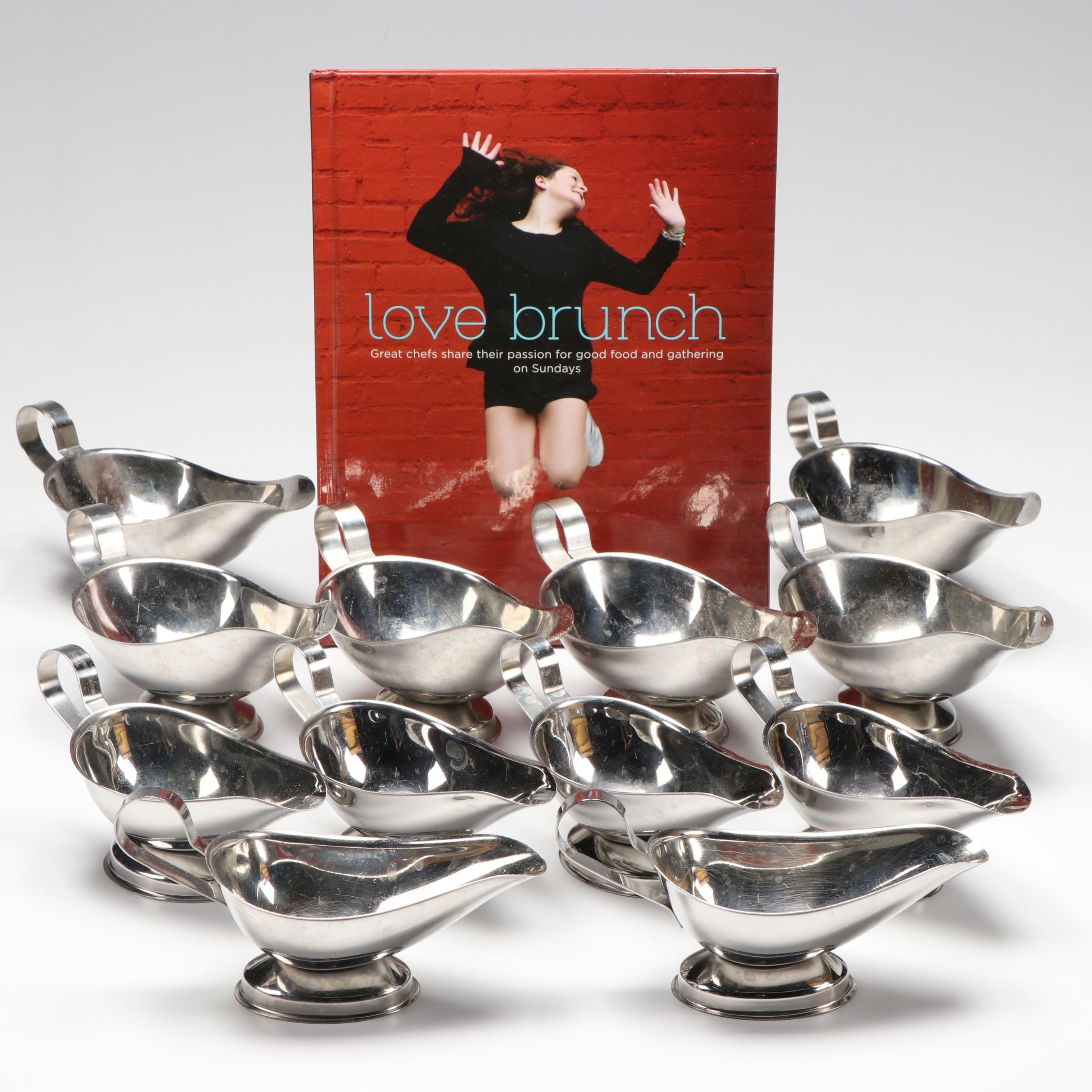 Choice Stainless Steel Sauce Boats with "Love Brunch" Cookbook