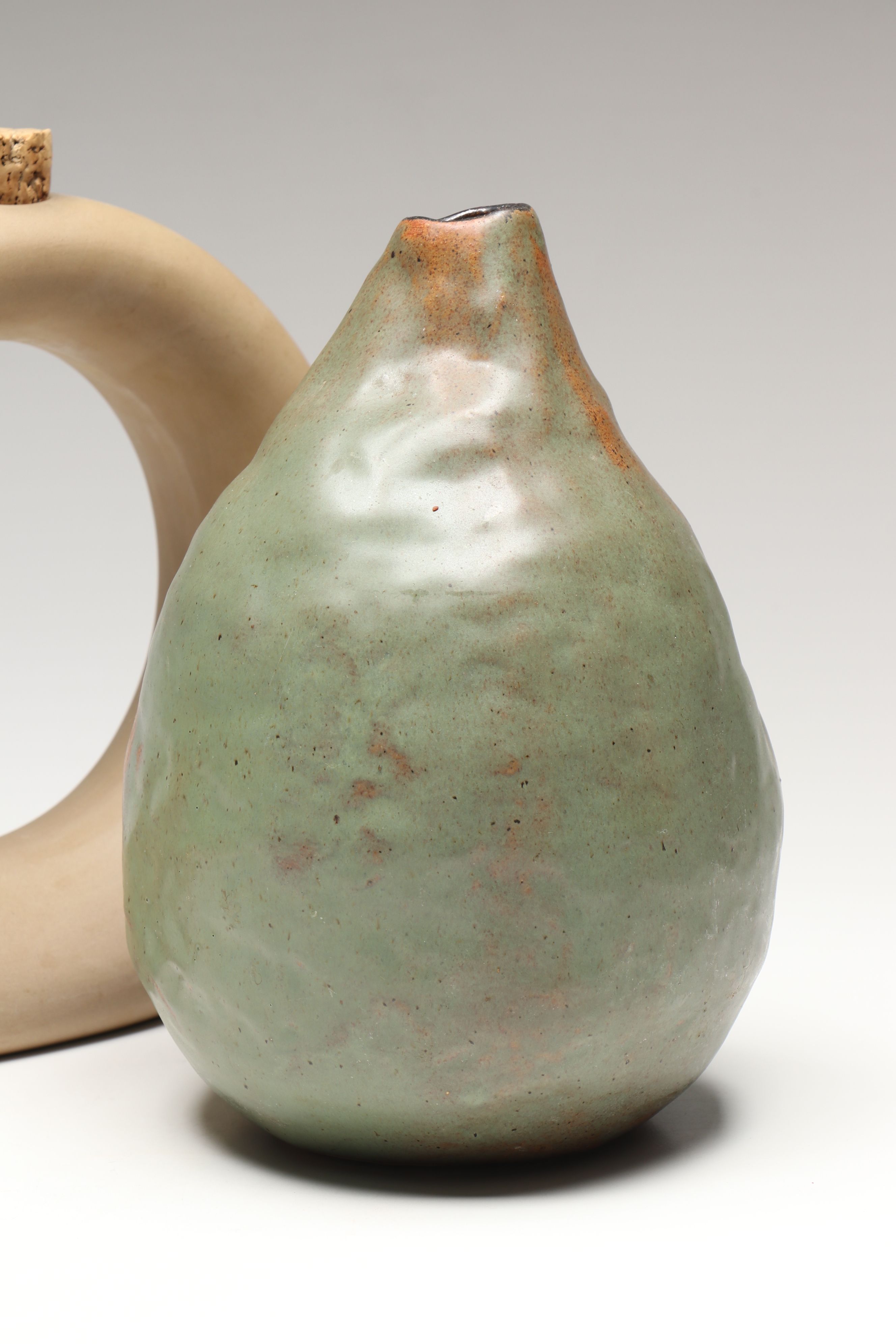 Hartstone Pottery Donut Wine Decanter with Studio Art Pottery Vase