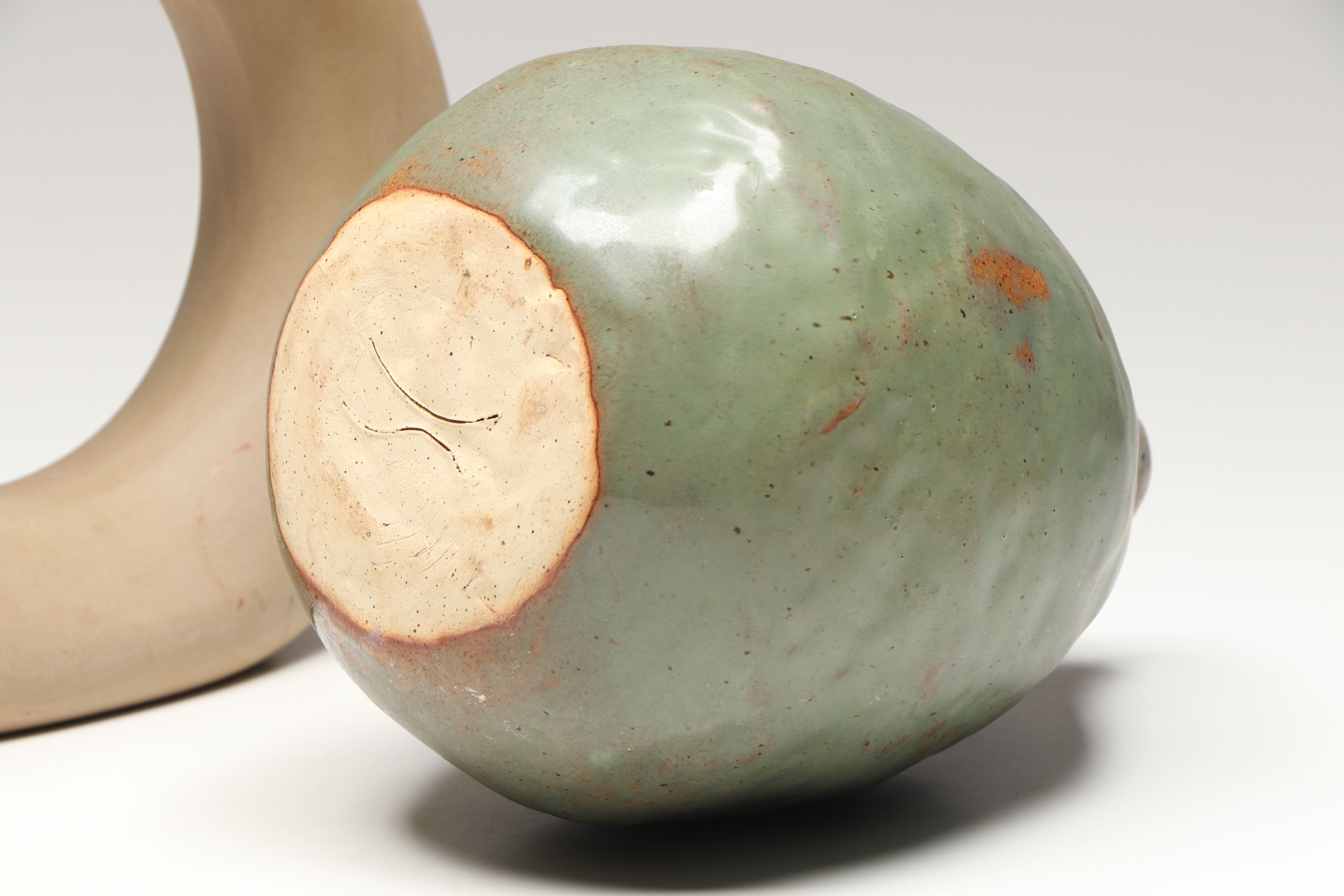 Hartstone Pottery Donut Wine Decanter with Studio Art Pottery Vase