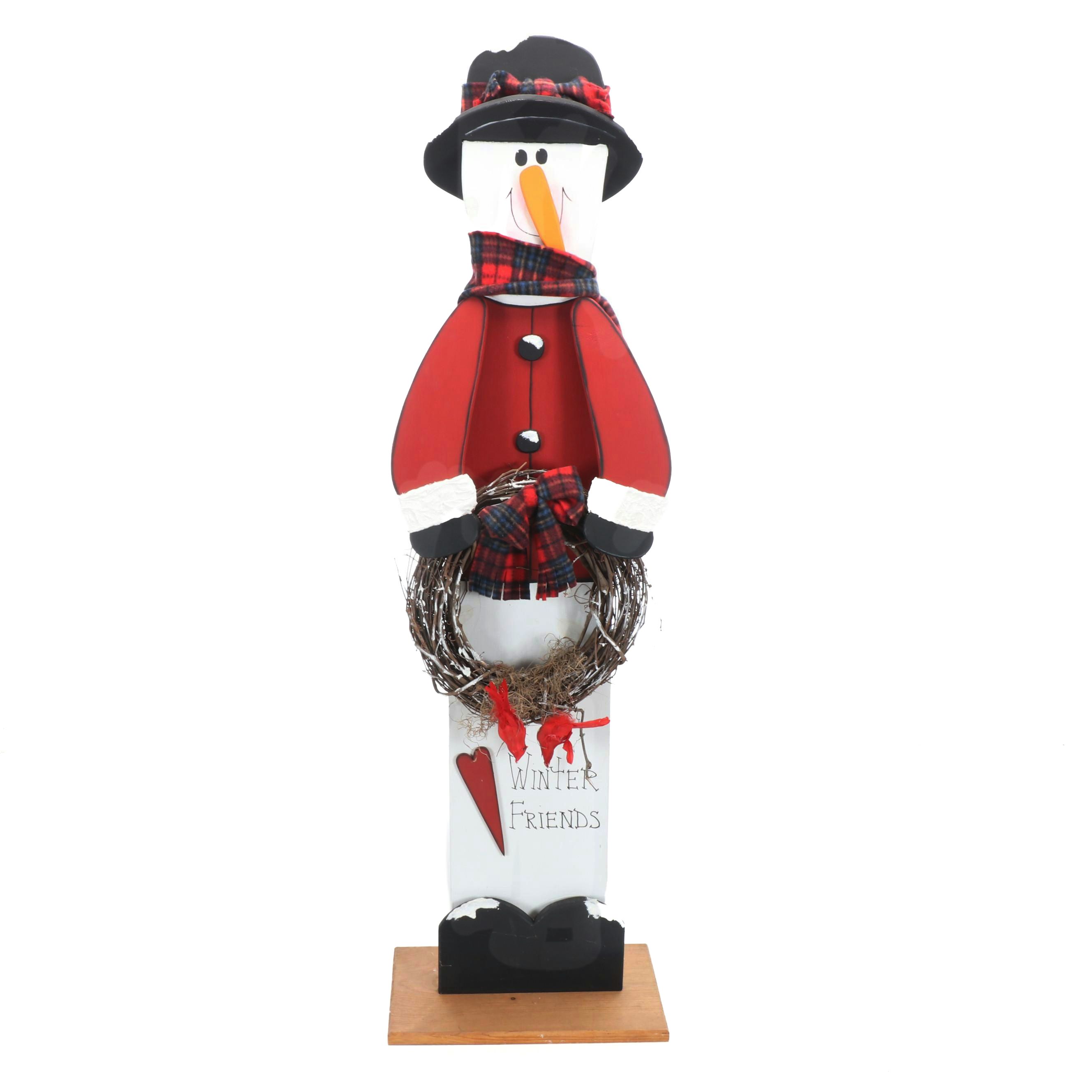 Rustic Wood Standing Snowman