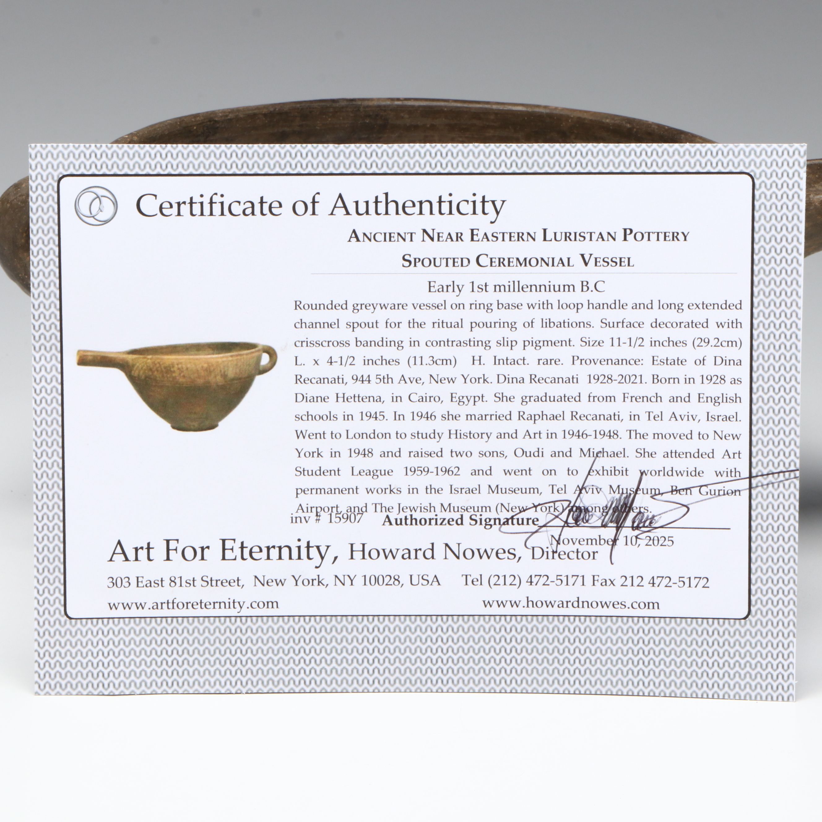 Ancient Near Eastern Luristan Pottery Sprouted Ceremonial Vessel