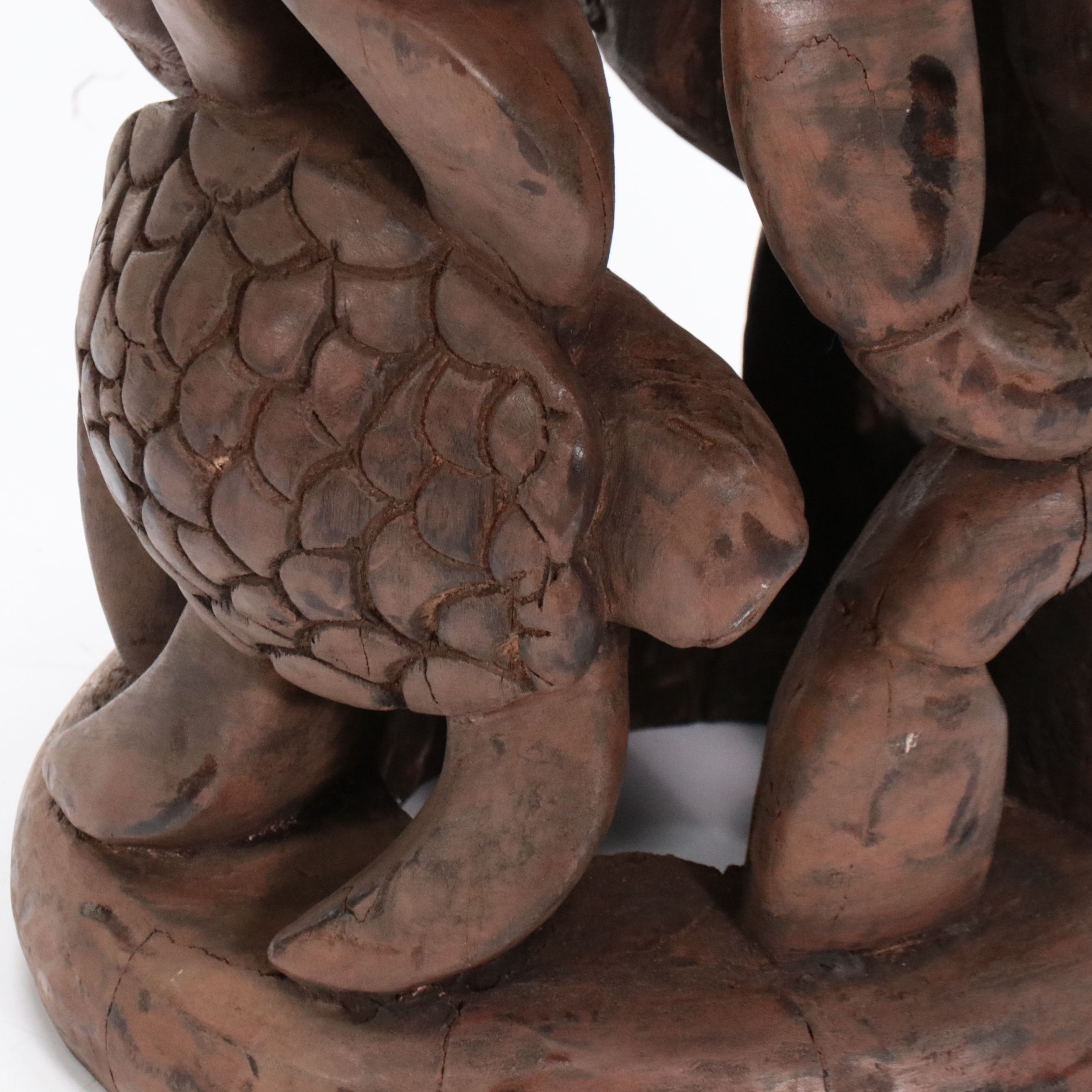 African Bamileke Style Hand-Carved Wooden Souvenir Stools