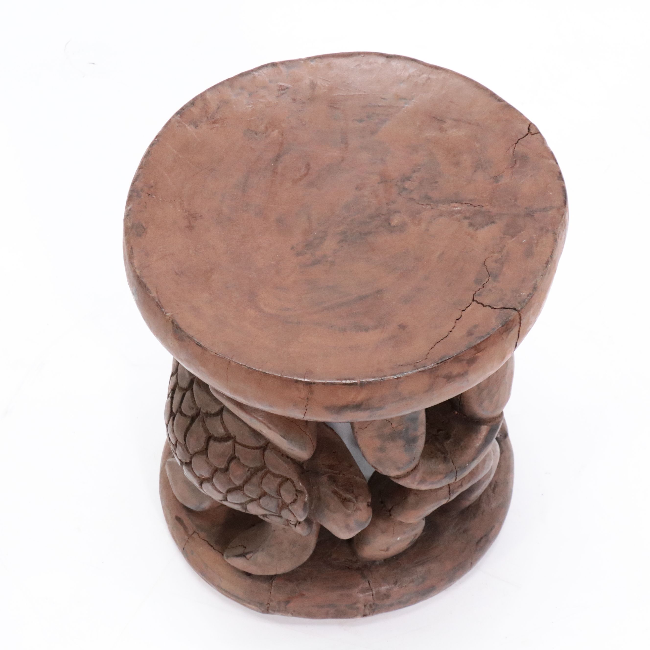 African Bamileke Style Hand-Carved Wooden Souvenir Stools