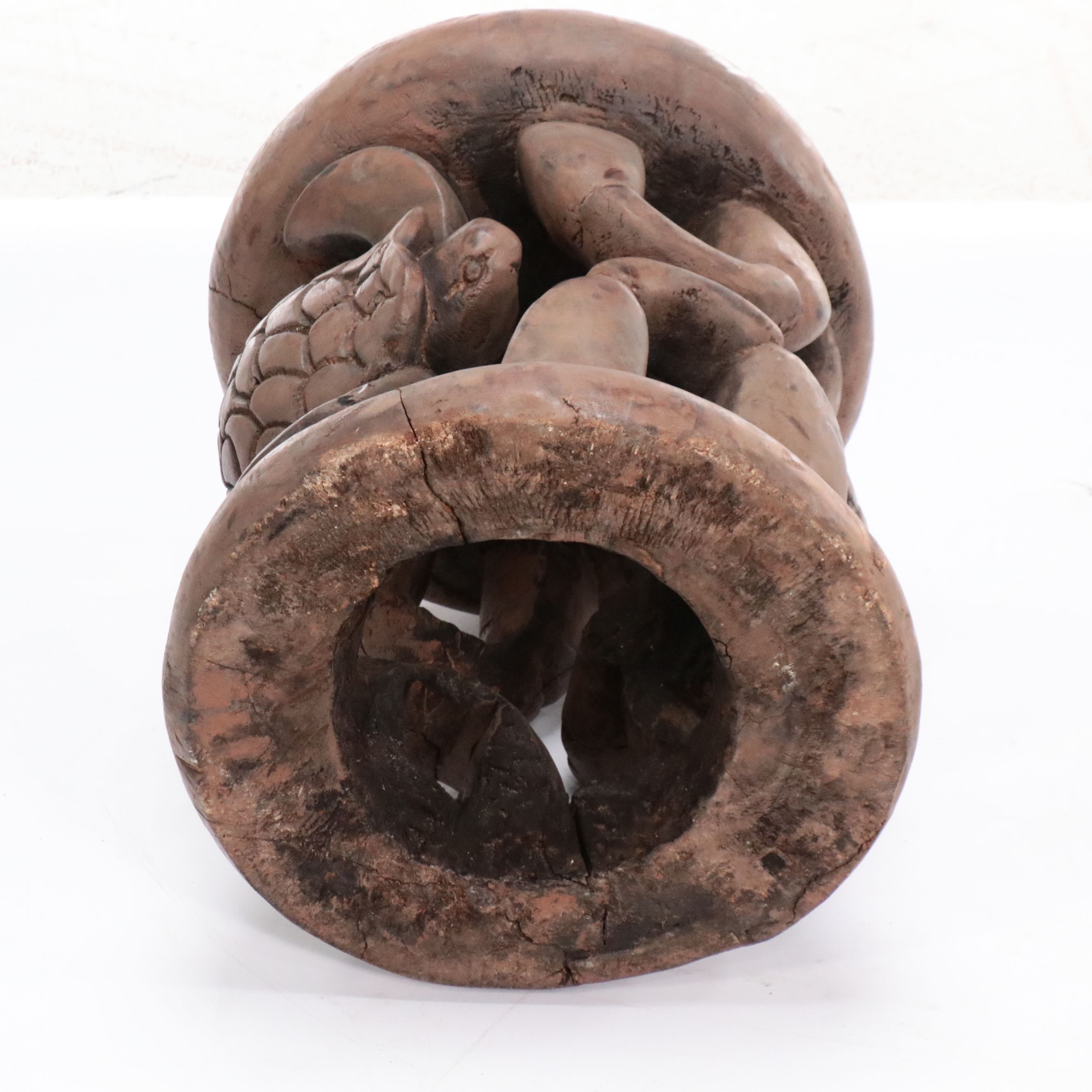 African Bamileke Style Hand-Carved Wooden Souvenir Stools