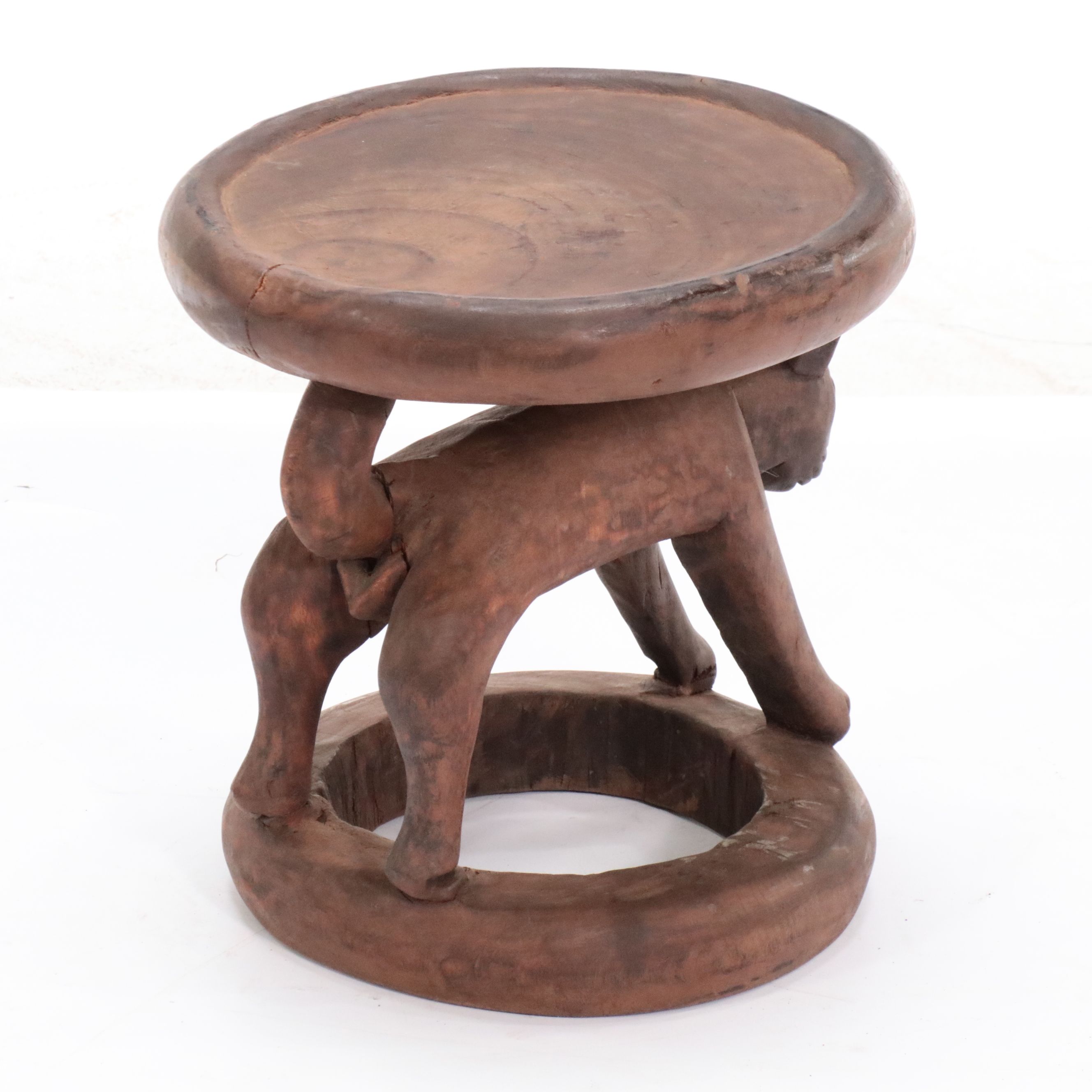 African Bamileke Style Hand-Carved Wooden Souvenir Stools