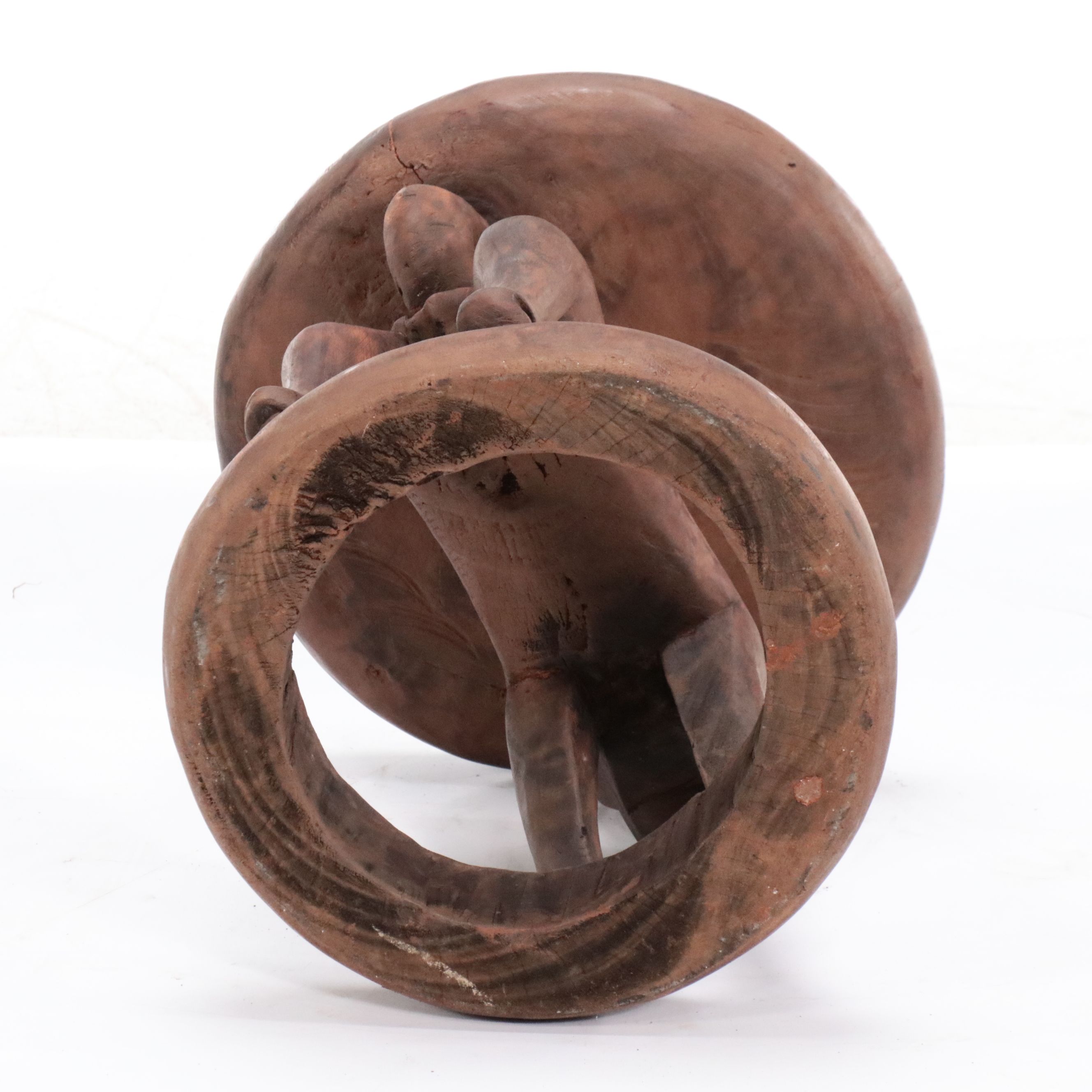 African Bamileke Style Hand-Carved Wooden Souvenir Stools