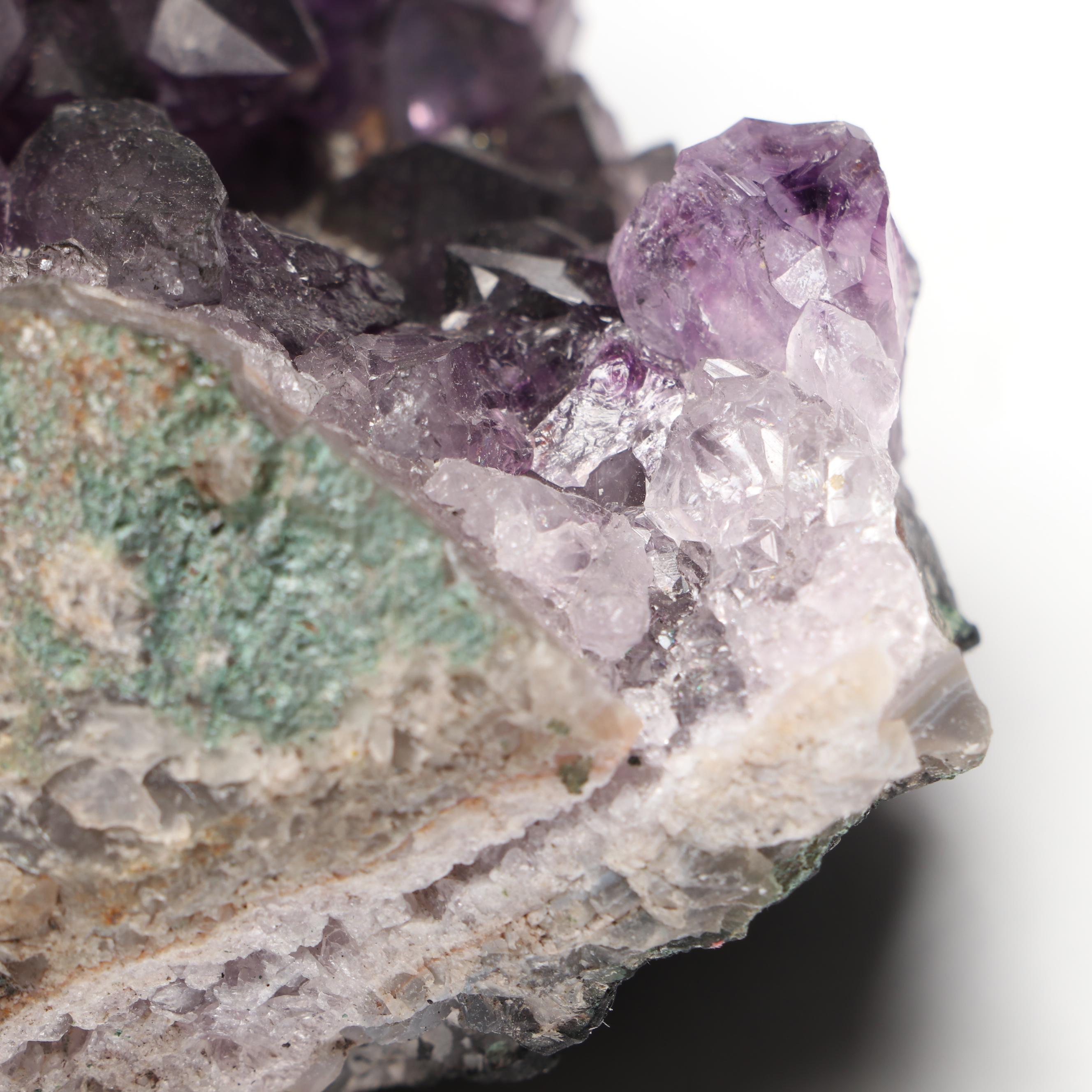 Amethyst and Glass Stone Bonsai Tree on Amethyst Geode Base