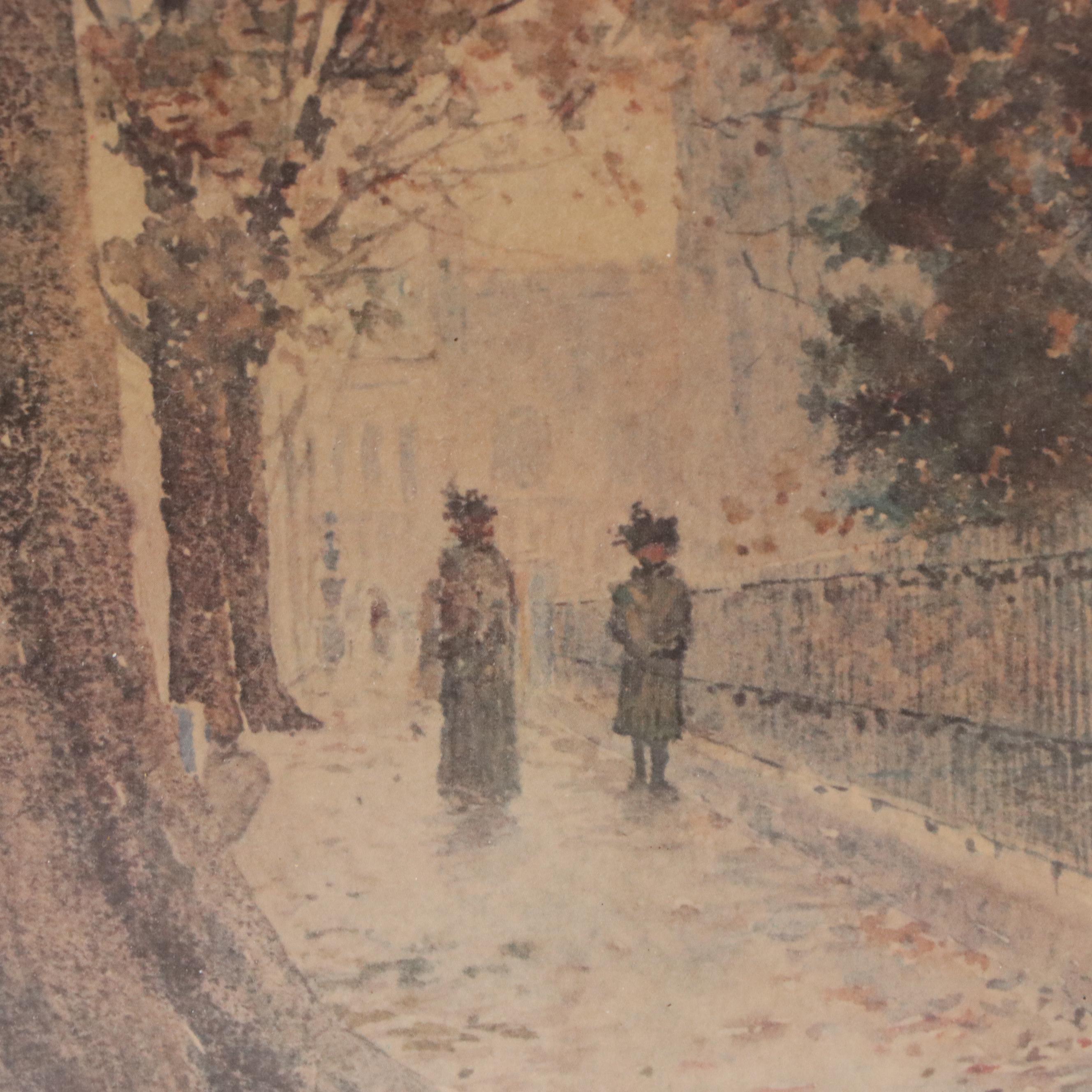 Offset Lithograph After Paul Sawyier "View of Wapping Street," 20th Century