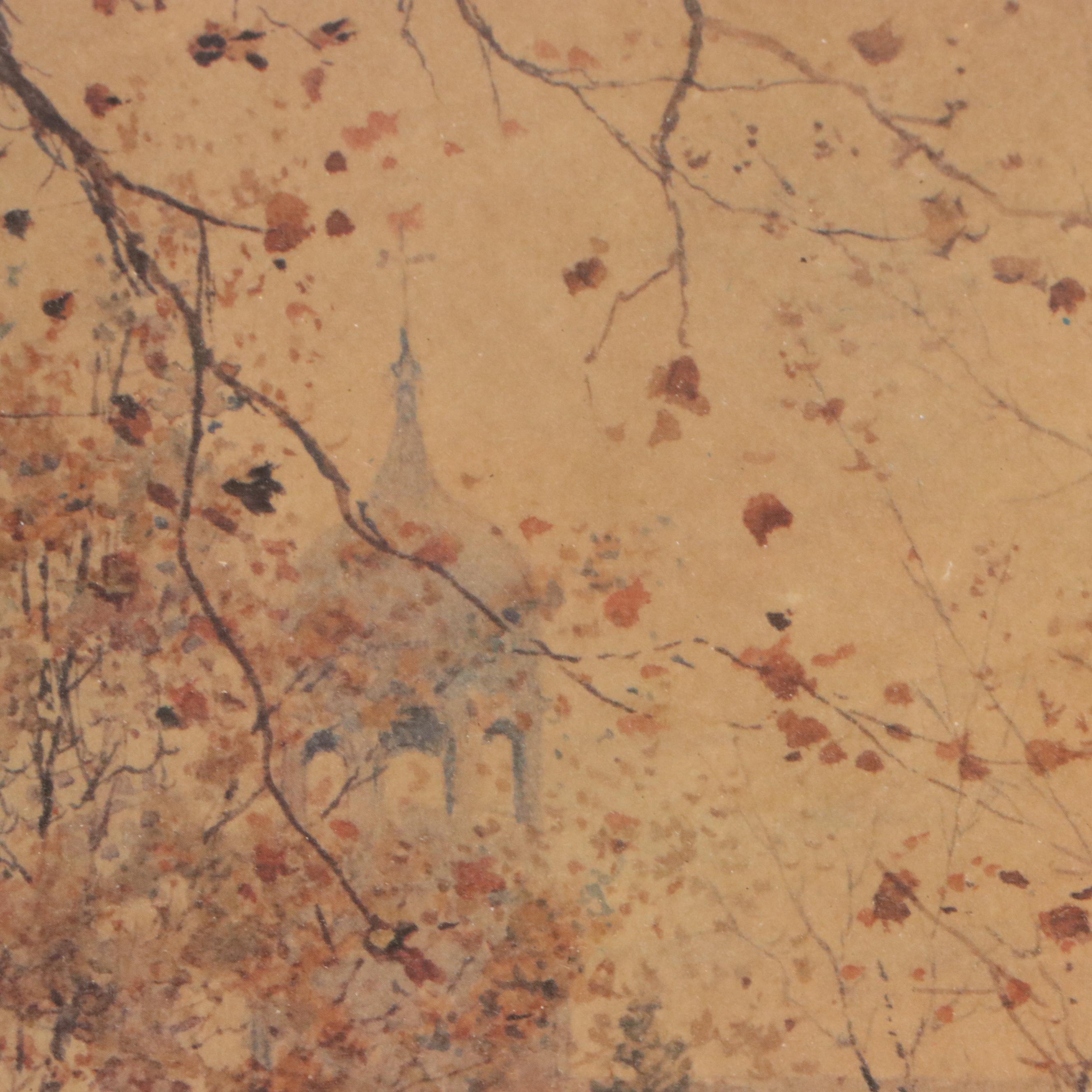 Offset Lithograph After Paul Sawyier "View of Wapping Street," 20th Century