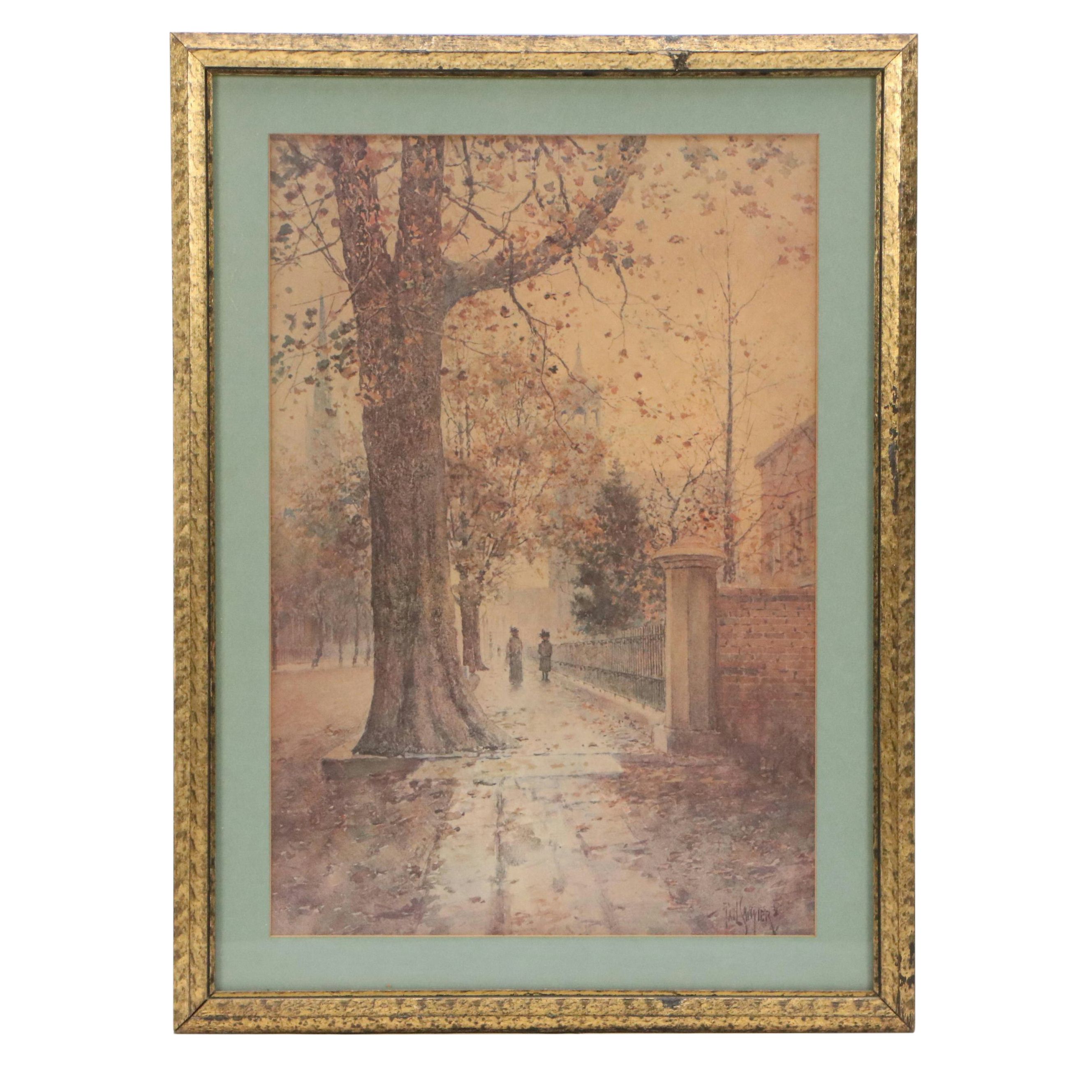 Offset Lithograph After Paul Sawyier "View of Wapping Street," 20th Century