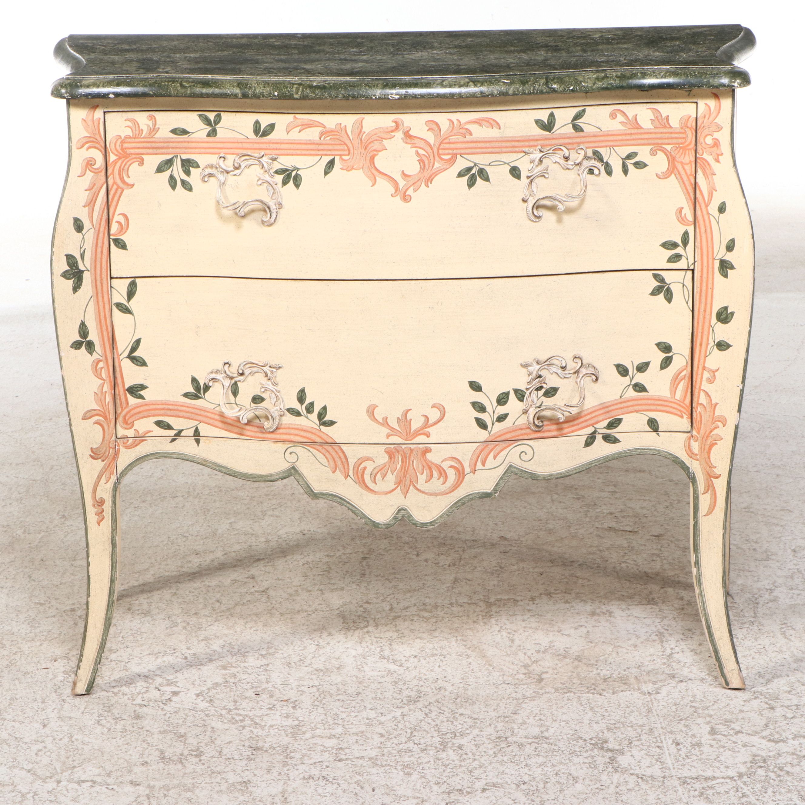 Baker Furniture French Provincial Style Painted Bombe Chest