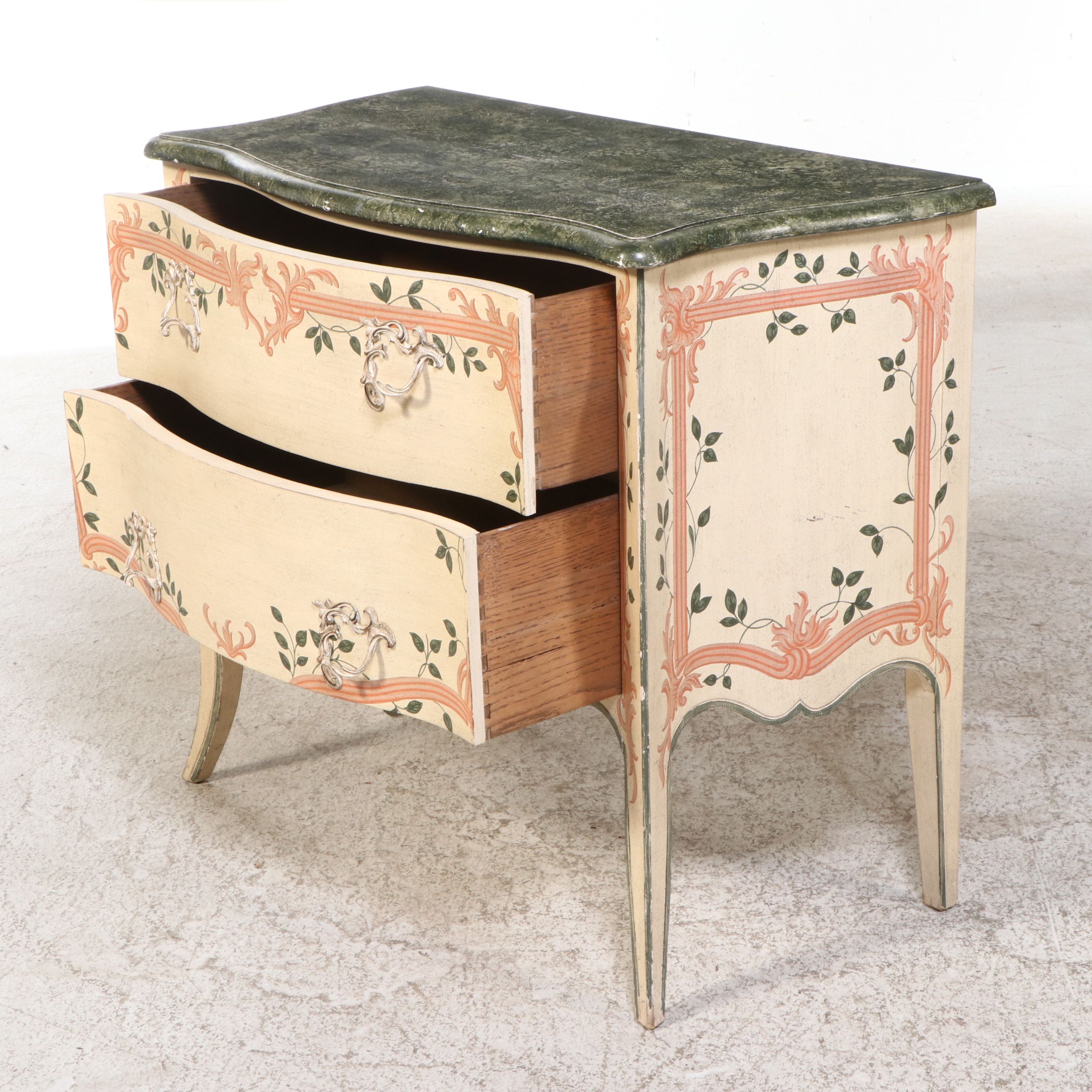 Baker Furniture French Provincial Style Painted Bombe Chest