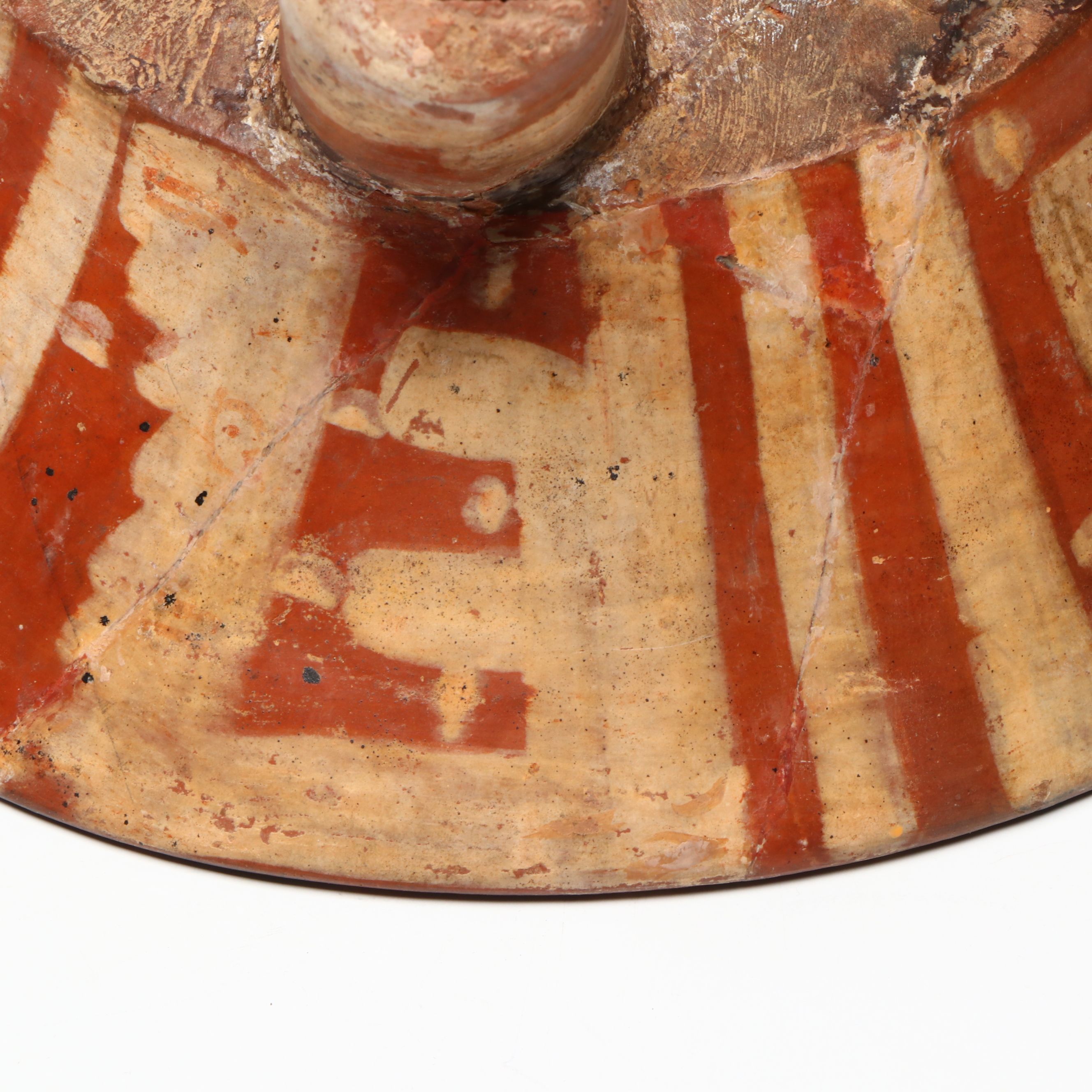 Pre-Columbian Mixtec Pottery Polychrome Tripod Bowl, Circa 1200-1500 CE.