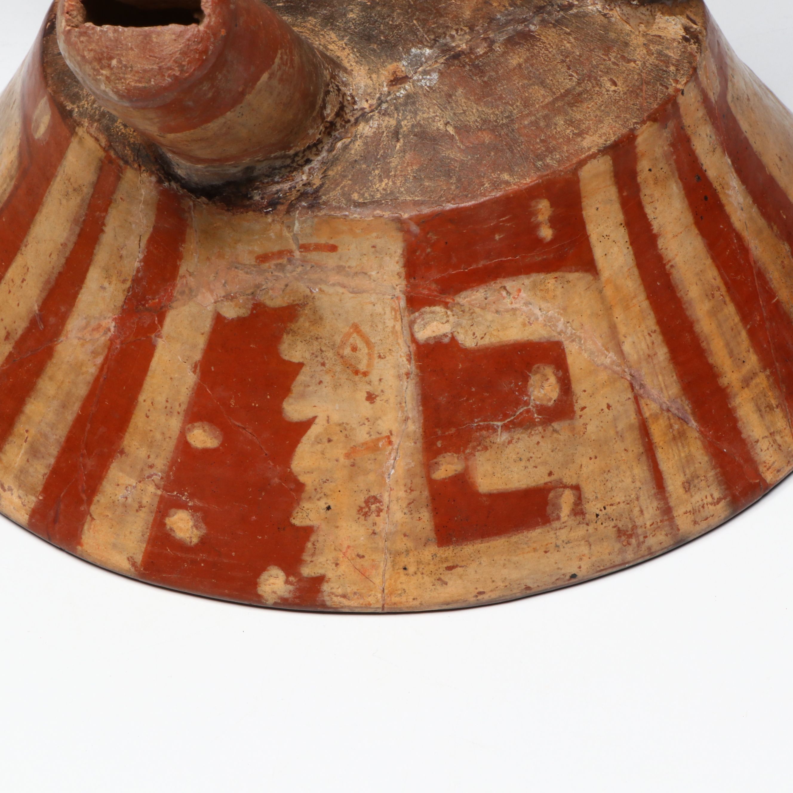 Pre-Columbian Mixtec Pottery Polychrome Tripod Bowl, Circa 1200-1500 CE.