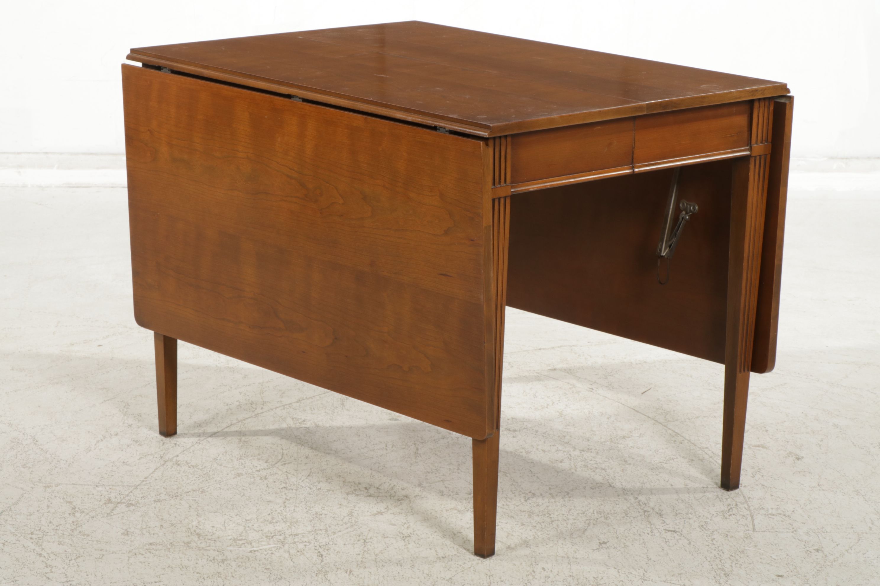 National Furniture Cherry Drop Leaf Dining Table with Four Cane Back Chairs