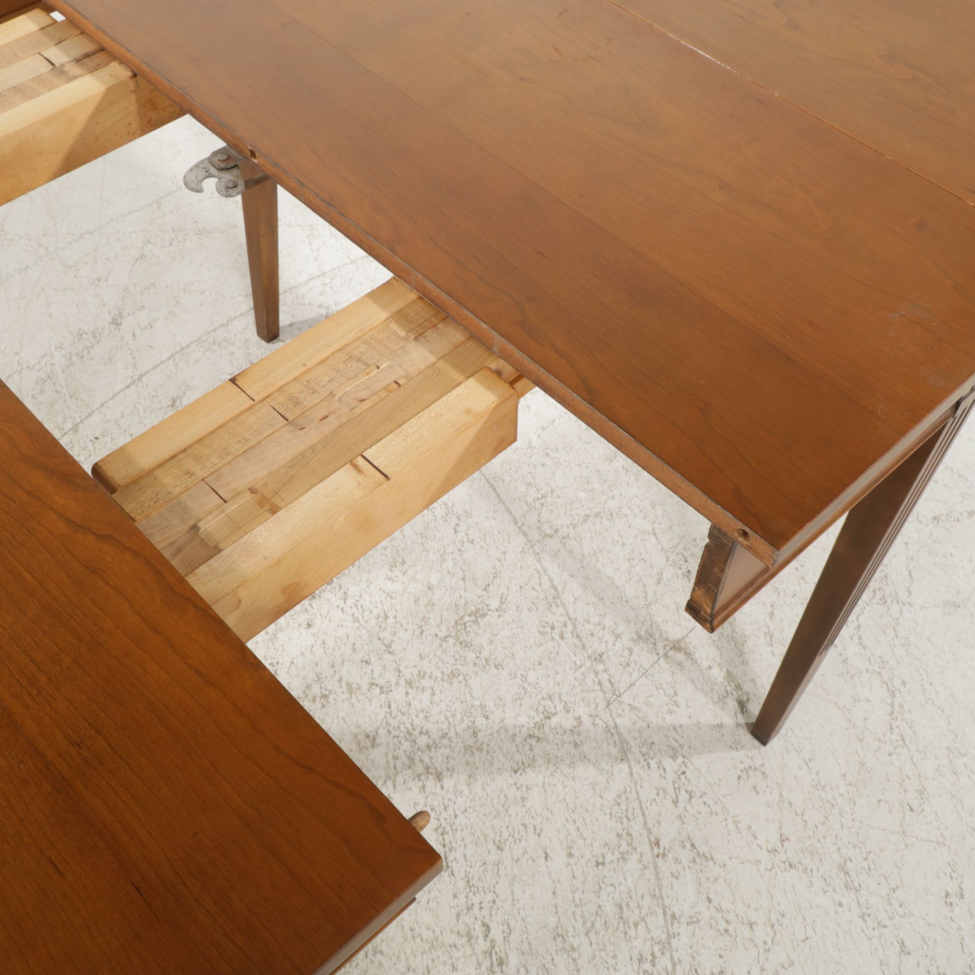 National Furniture Cherry Drop Leaf Dining Table with Four Cane Back Chairs