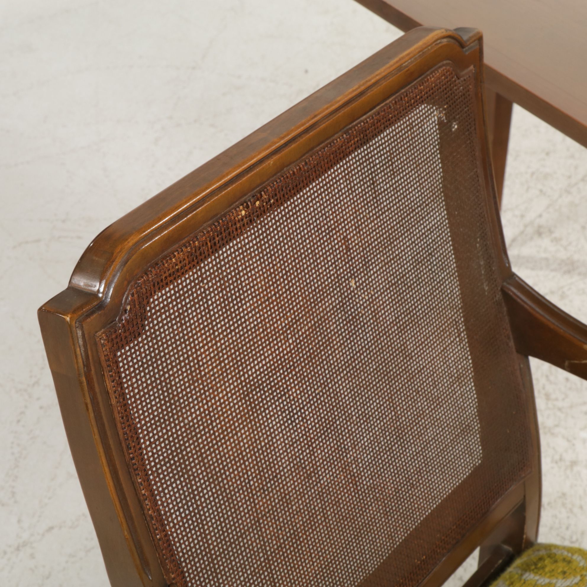 National Furniture Cherry Drop Leaf Dining Table with Four Cane Back Chairs