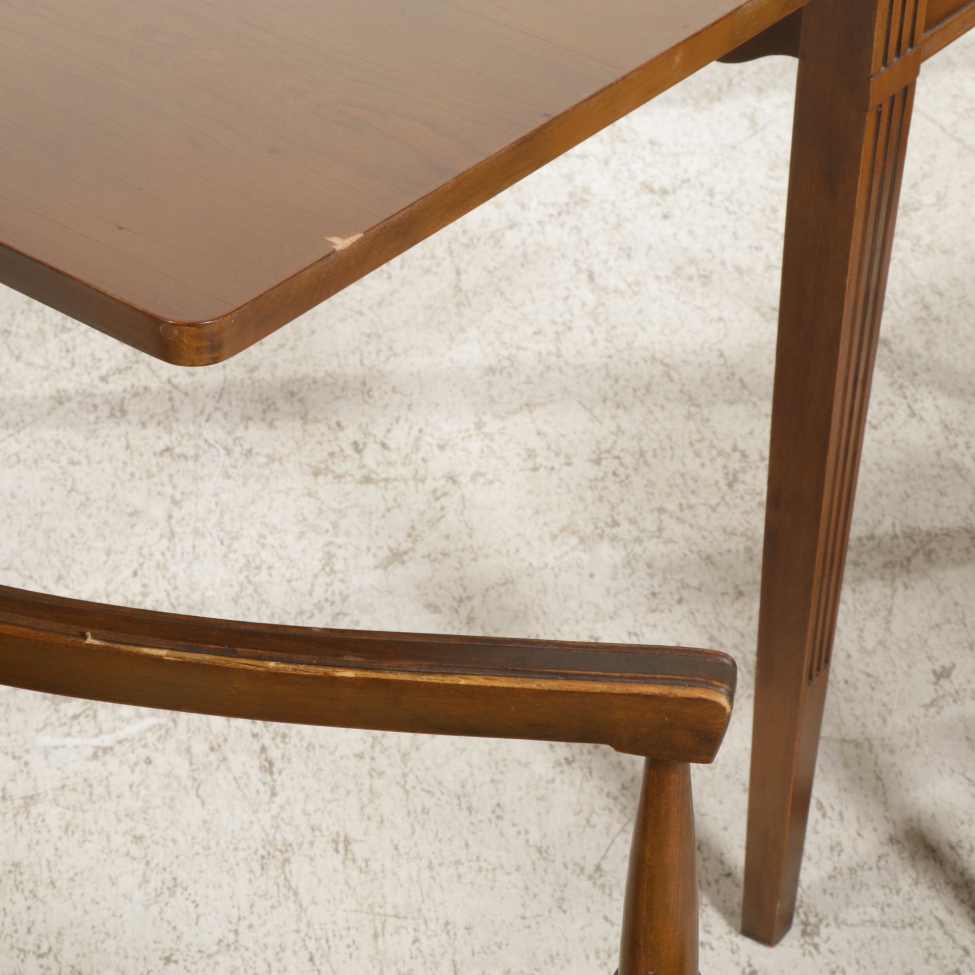 National Furniture Cherry Drop Leaf Dining Table with Four Cane Back Chairs