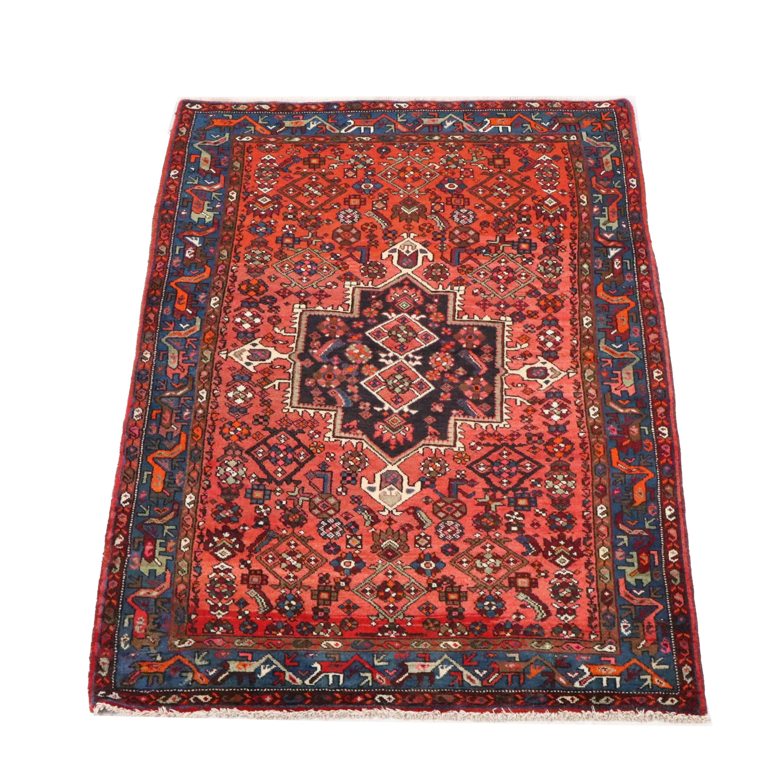 4'3 x 6'8 Hand-Knotted Persian Hamadan Area Rug