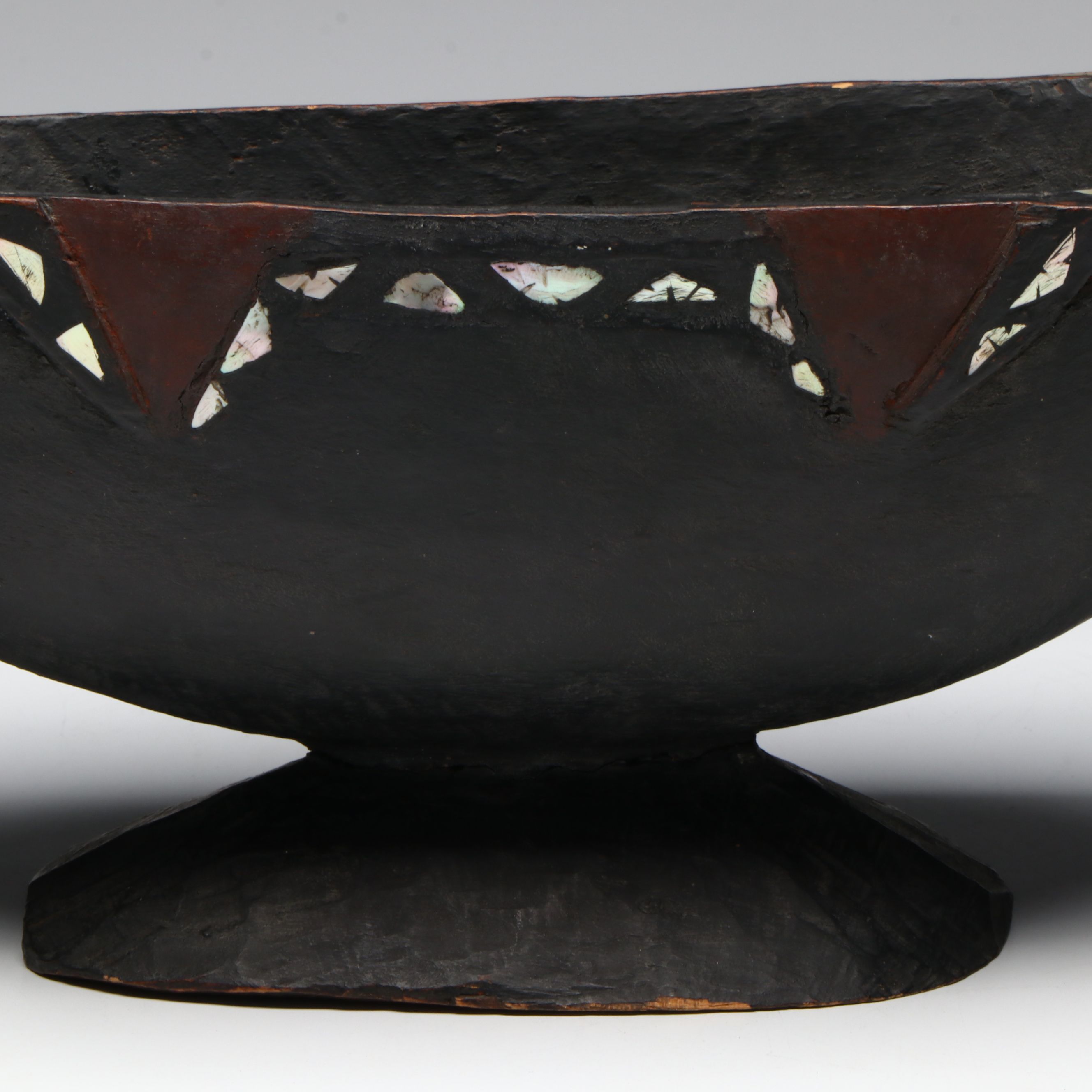 Solomon Island Food Bowl with Mother-of-Pearl, Early to Mid-20th Century
