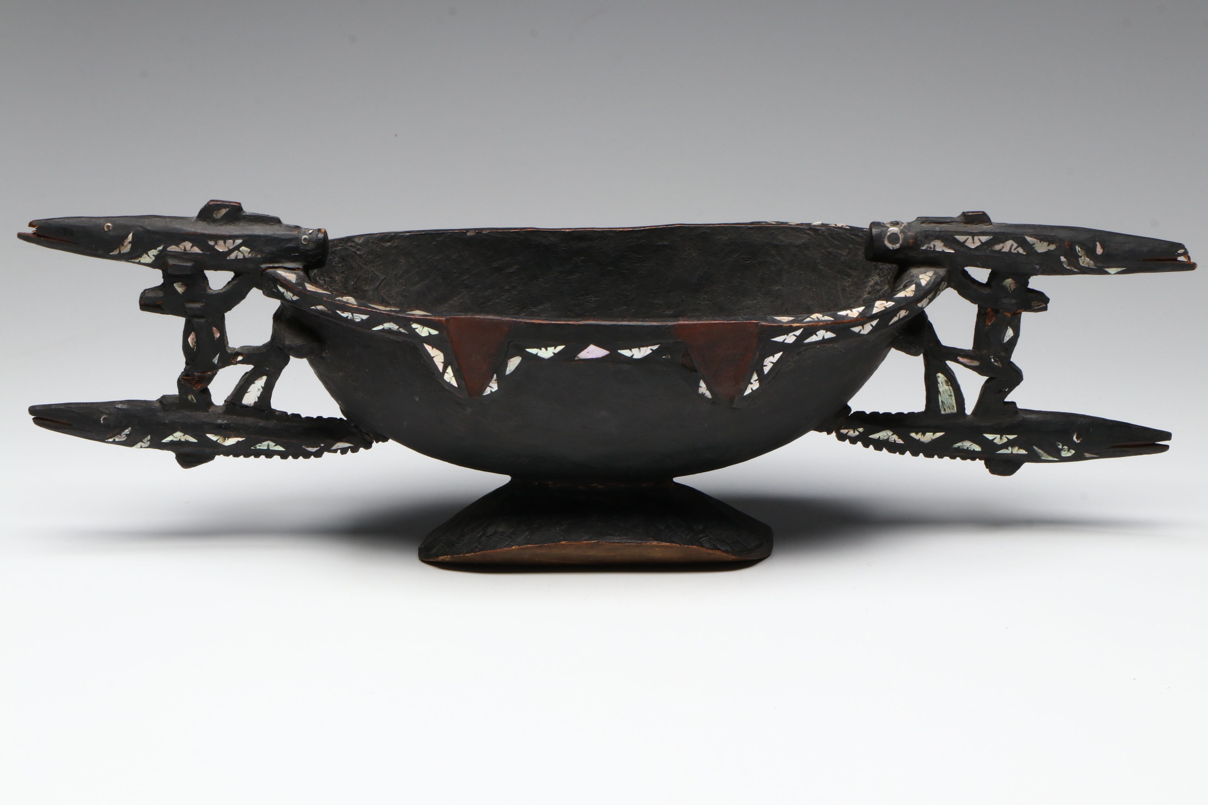 Solomon Island Food Bowl with Mother-of-Pearl, Early to Mid-20th Century