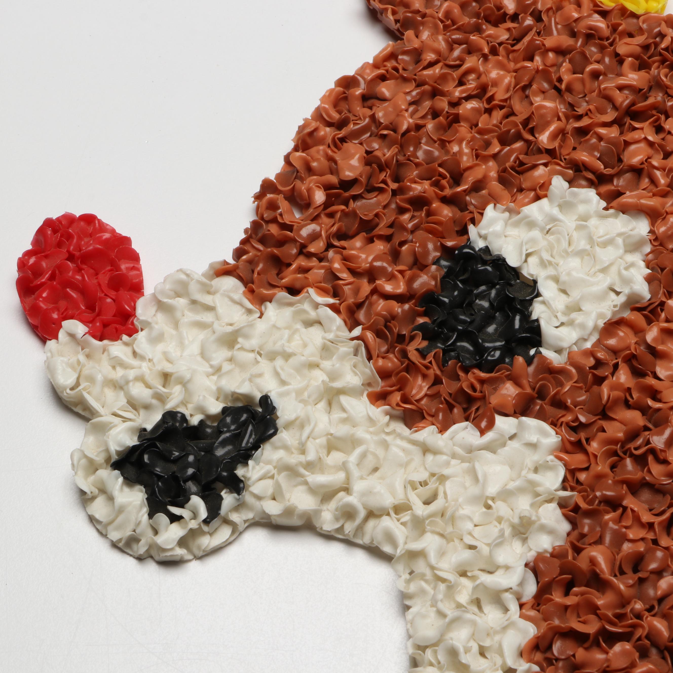 Vintage Melted Plastic Popcorn Rudolph Wall Hangings, 1970s