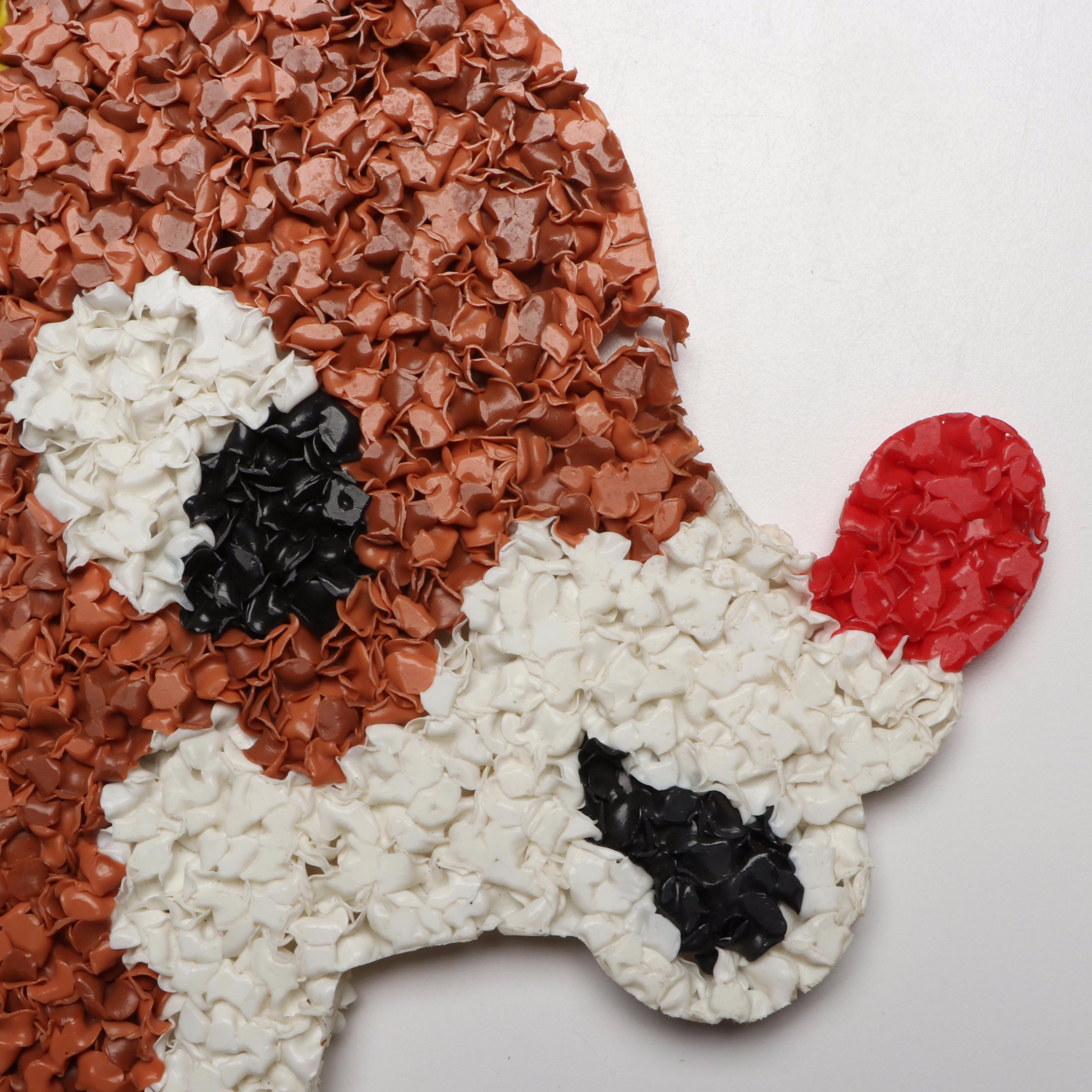 Vintage Melted Plastic Popcorn Rudolph Wall Hangings, 1970s