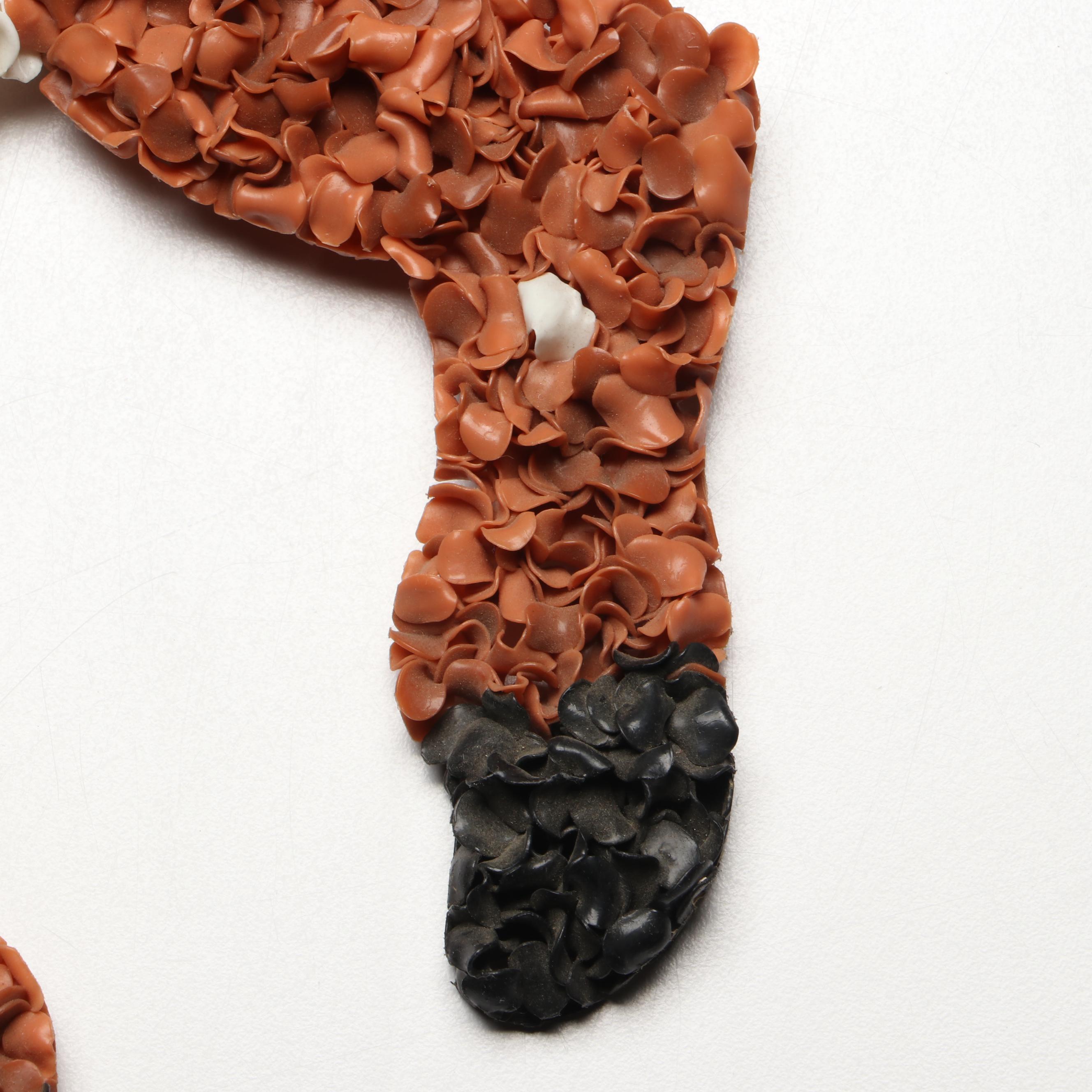 Vintage Melted Plastic Popcorn Rudolph Wall Hangings, 1970s