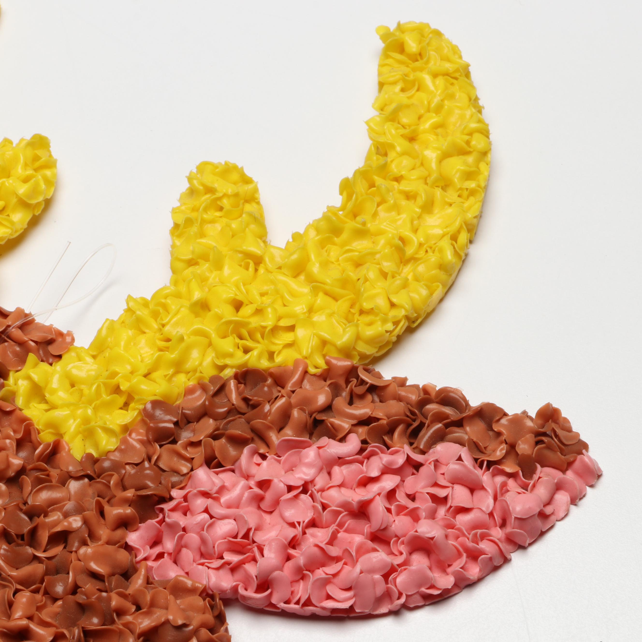 Vintage Melted Plastic Popcorn Rudolph Wall Hangings, 1970s