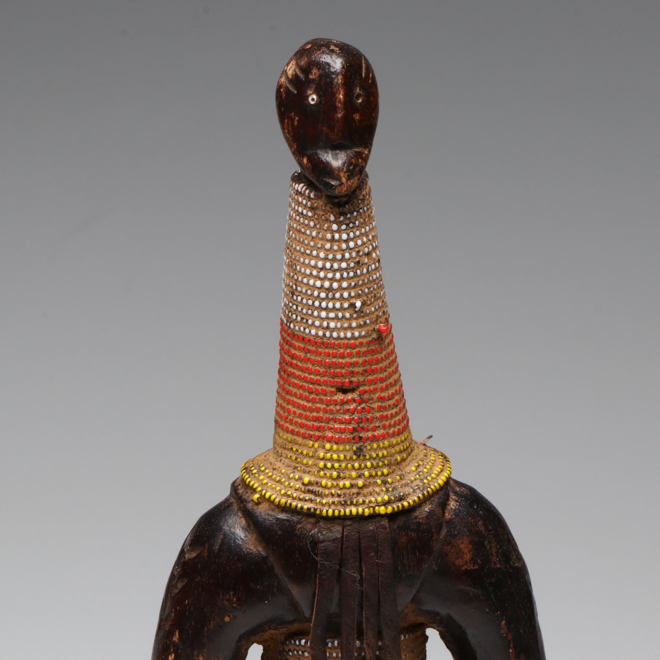 Nigerian Hand-Carved Wood, Leather and Beaded Namji Dolls