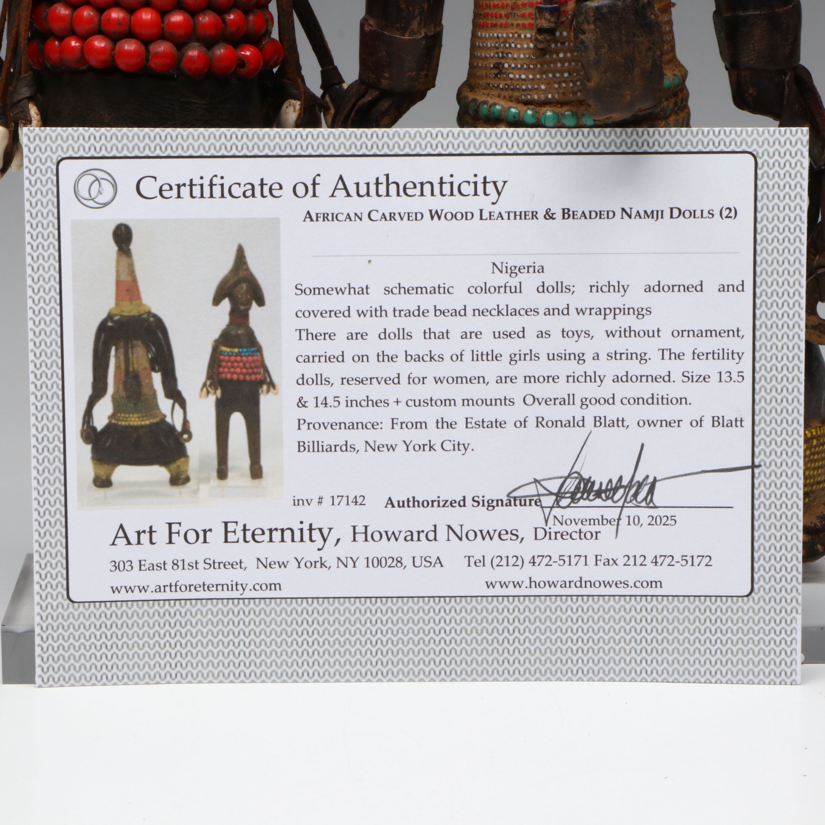 Nigerian Hand-Carved Wood, Leather and Beaded Namji Dolls