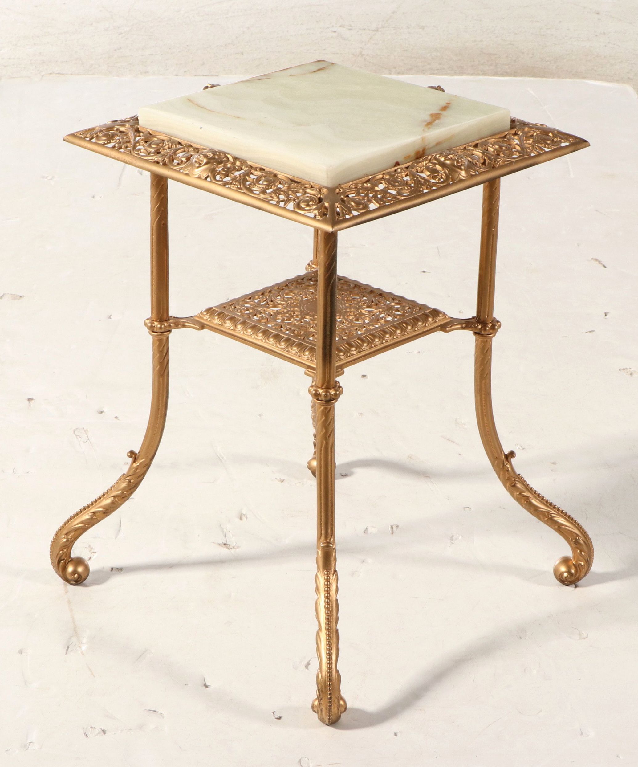 Victorian Style Cast Iron and Marble Plant Stand