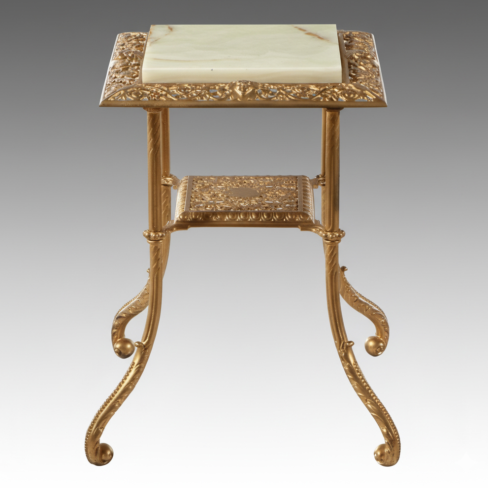 Victorian Style Cast Iron and Marble Plant Stand