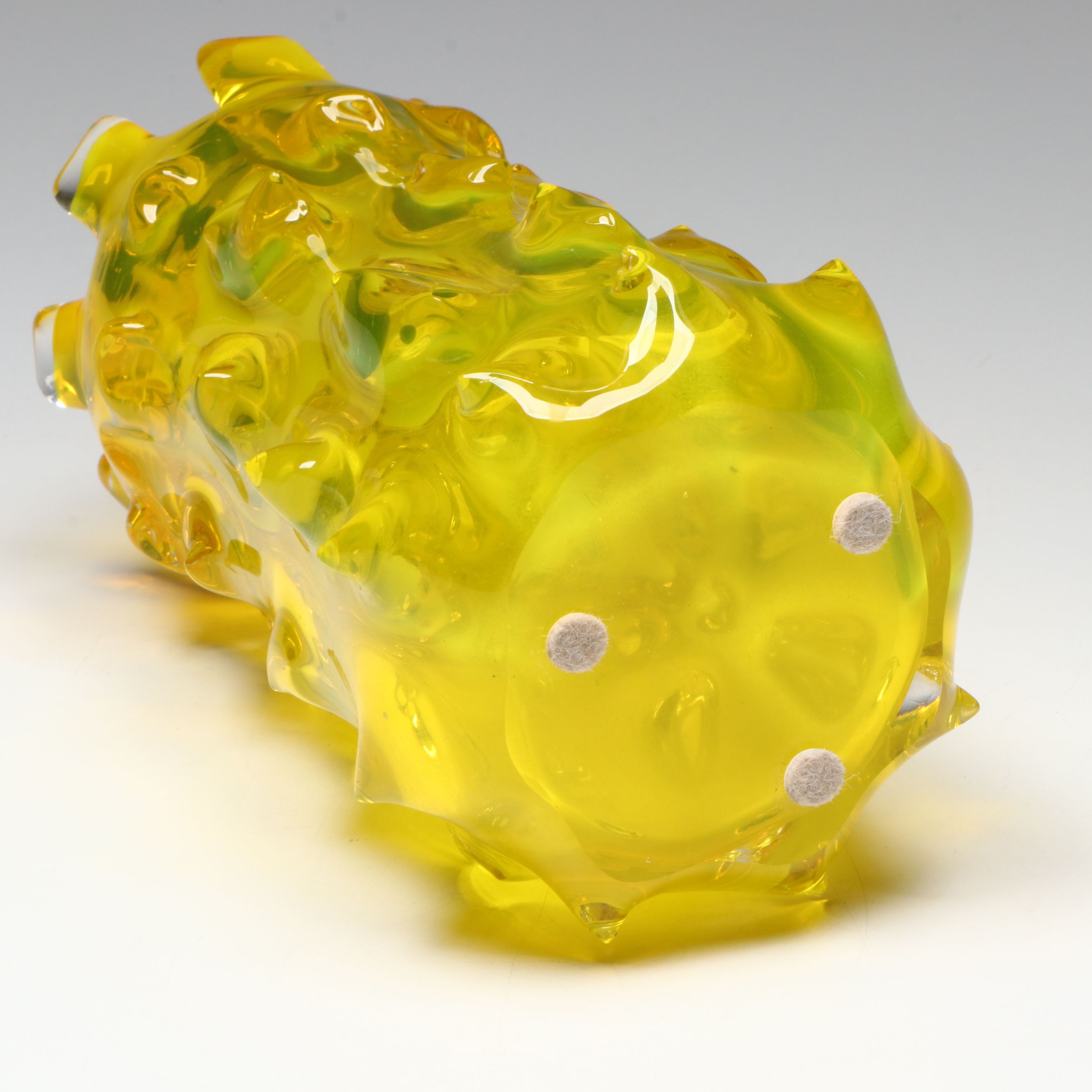 Mid Century Modern Murano Style Yellow Rostrato Art Glass Vase